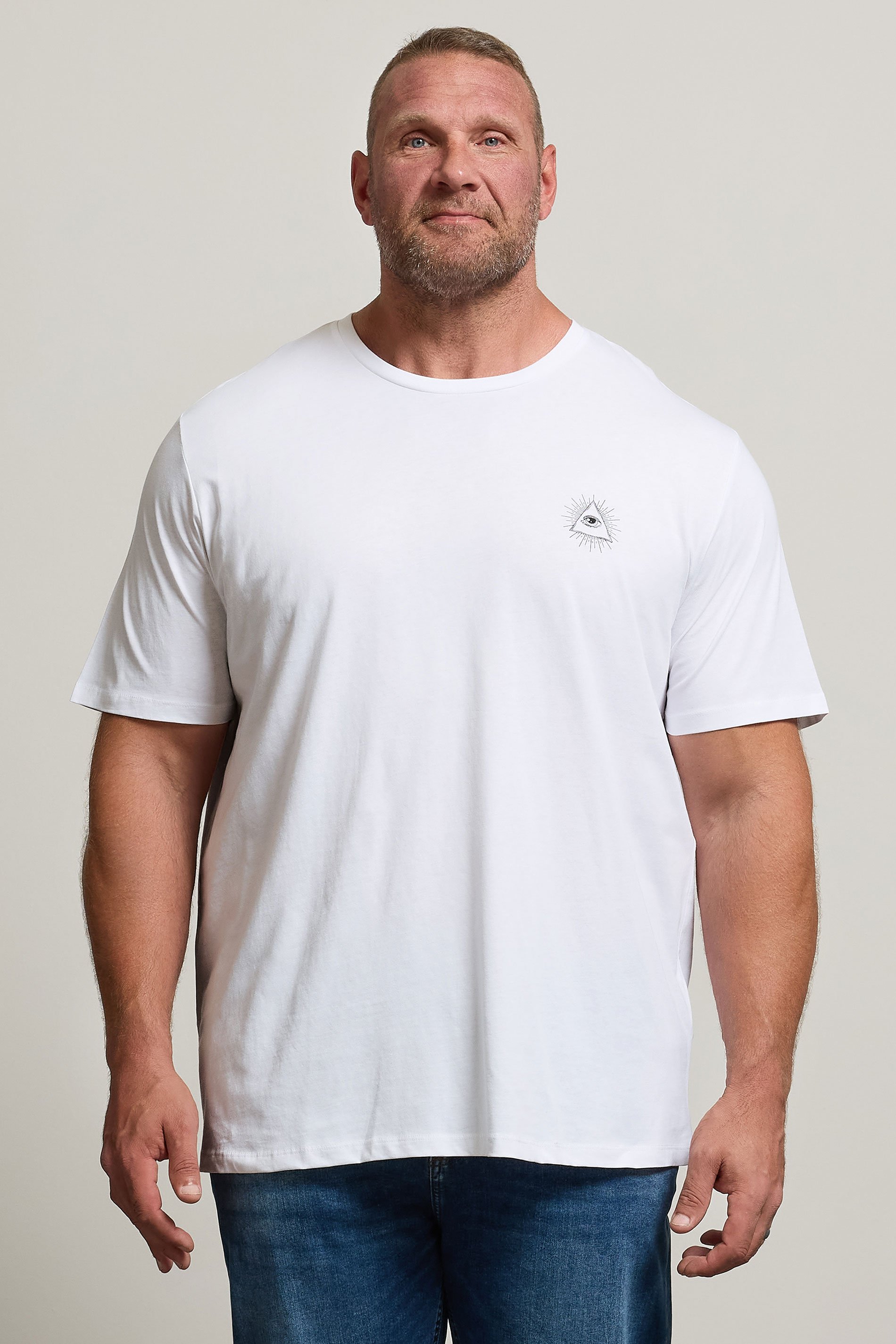 JACK & JONES Big & Tall White 'All Seeing Eye' Print T-Shirt | BadRhino 1