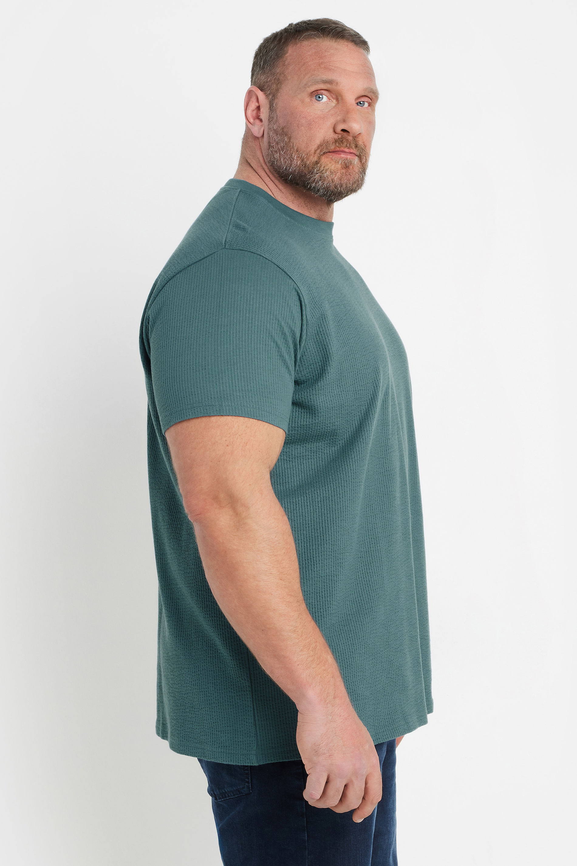 BadRhino Big & Tall Green Seersucker Textured T-Shirt | BadRhino 3
