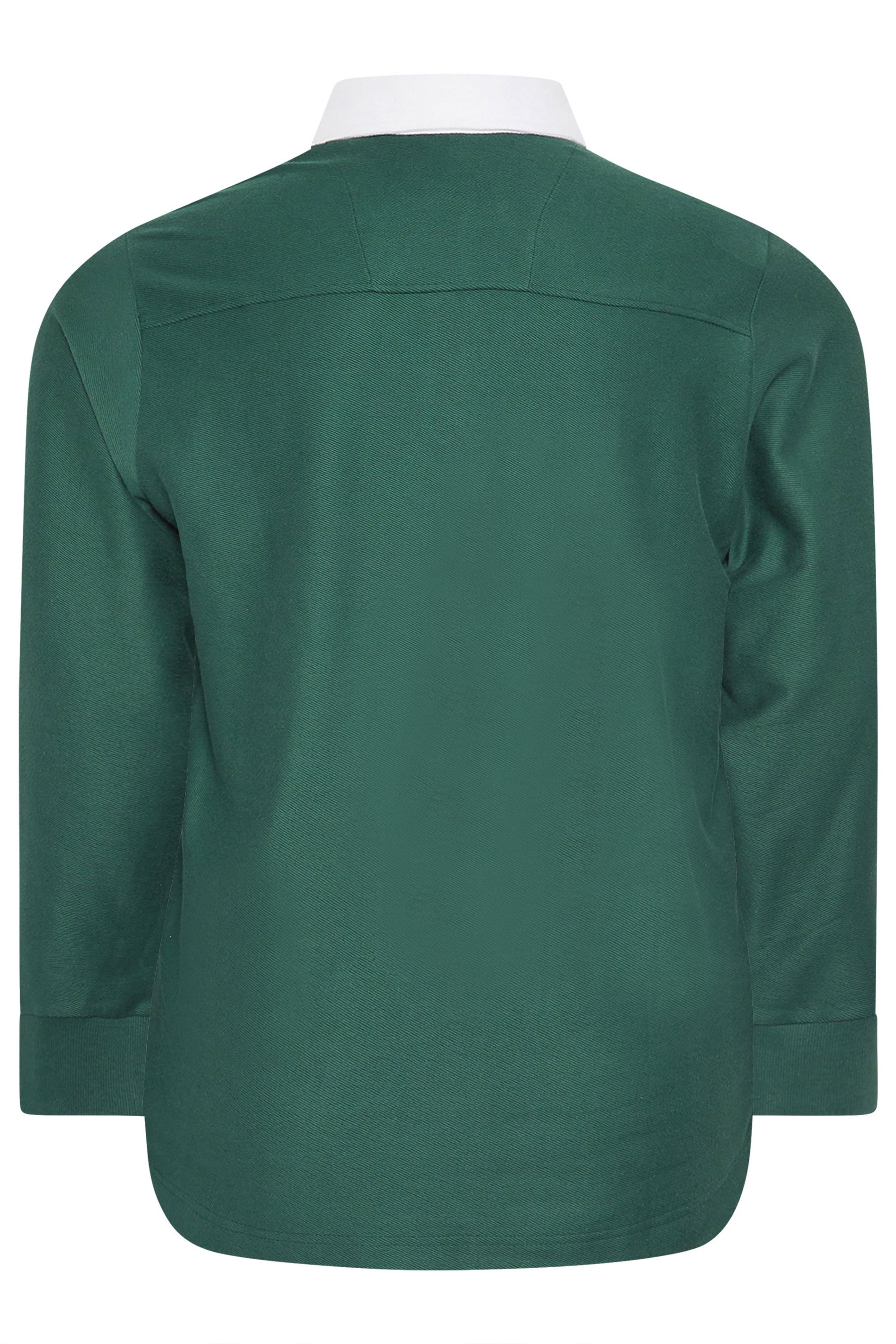 BadRhino Big & Tall Green Long Sleeve Embroidered Rugby Polo Shirt | BadRhino 7