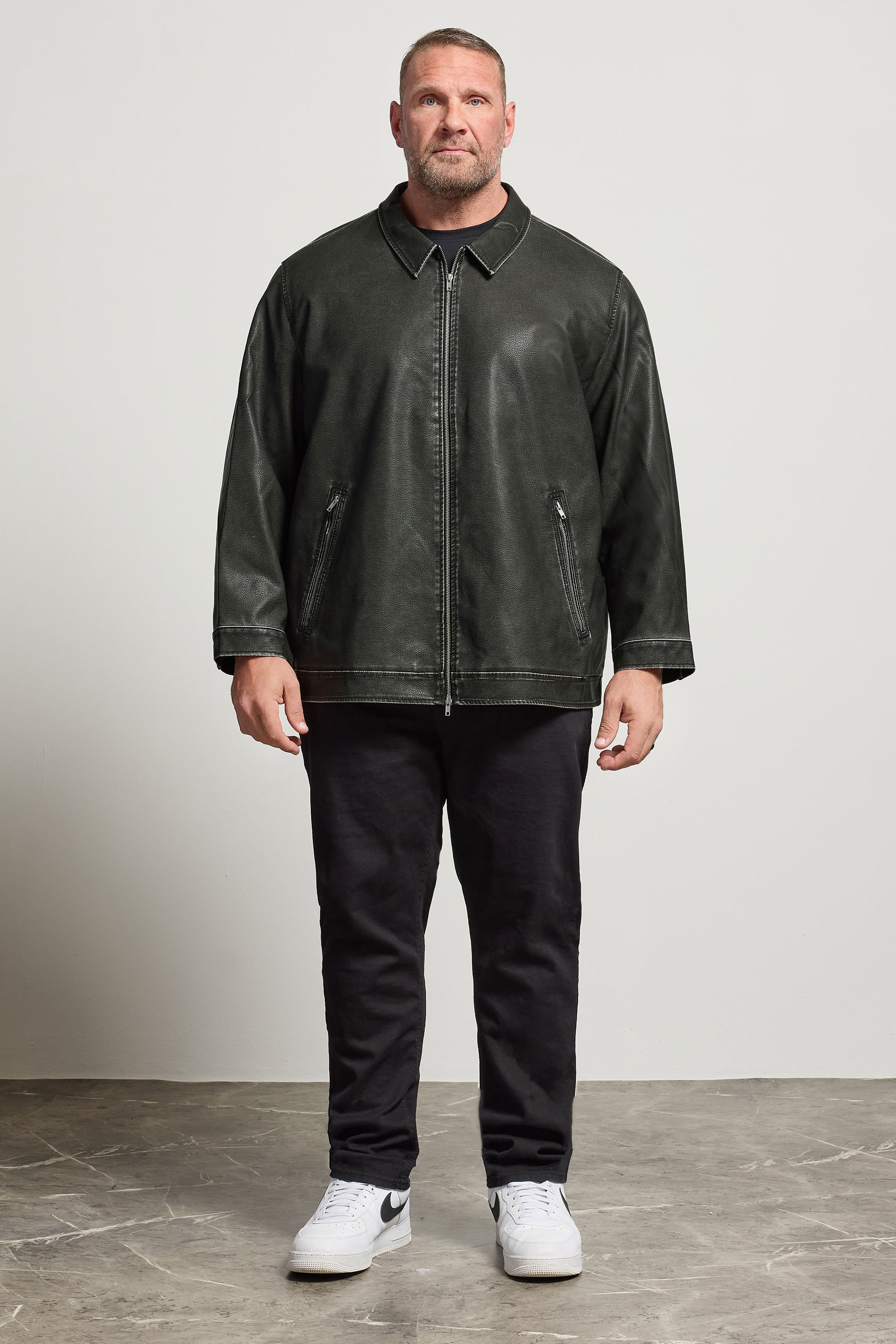 JACK & JONES Big & Tall Black Biker Jacket | BadRhino 3