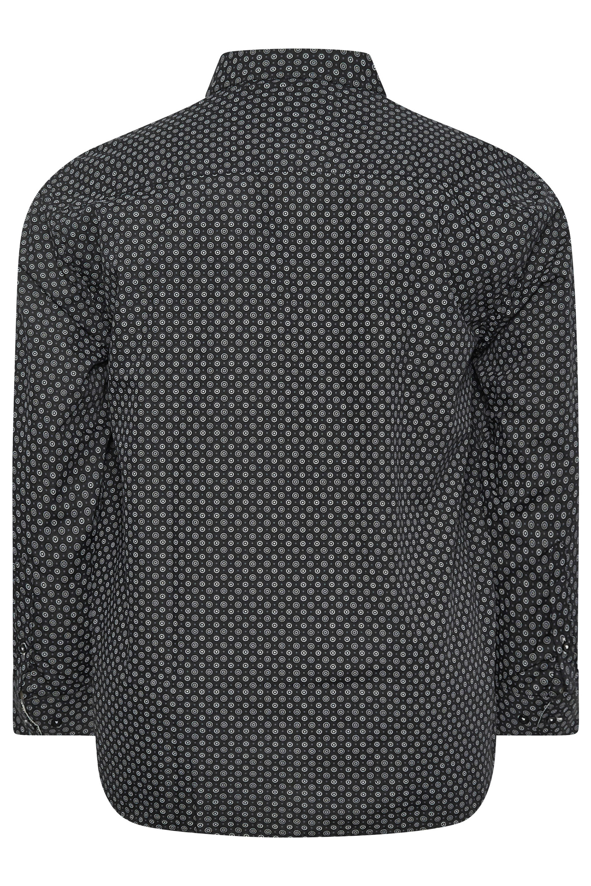 KAM Big & Tall Black Dobby Print Long Sleeve Shirt | BadRhino 4