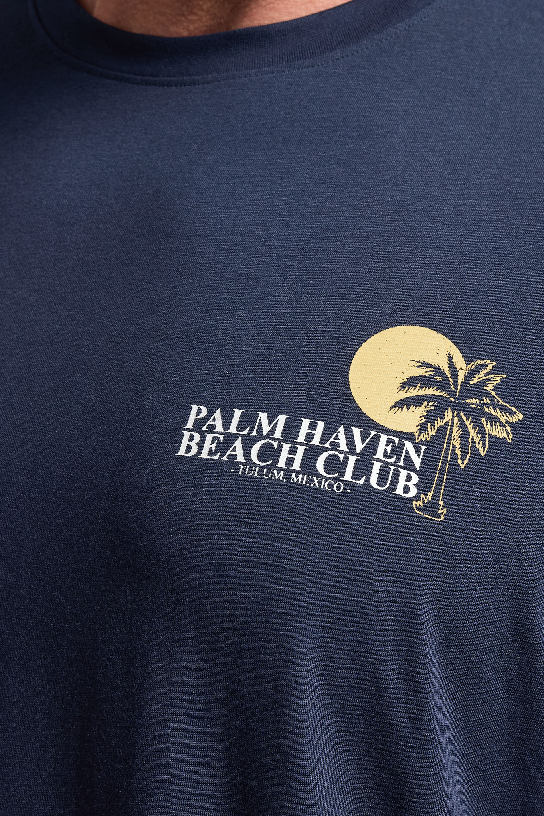 BadRhino Big & Tall Navy Blue Extra Long 'Palm Beach Club' Graphic T-Shirt | BadRhino 5