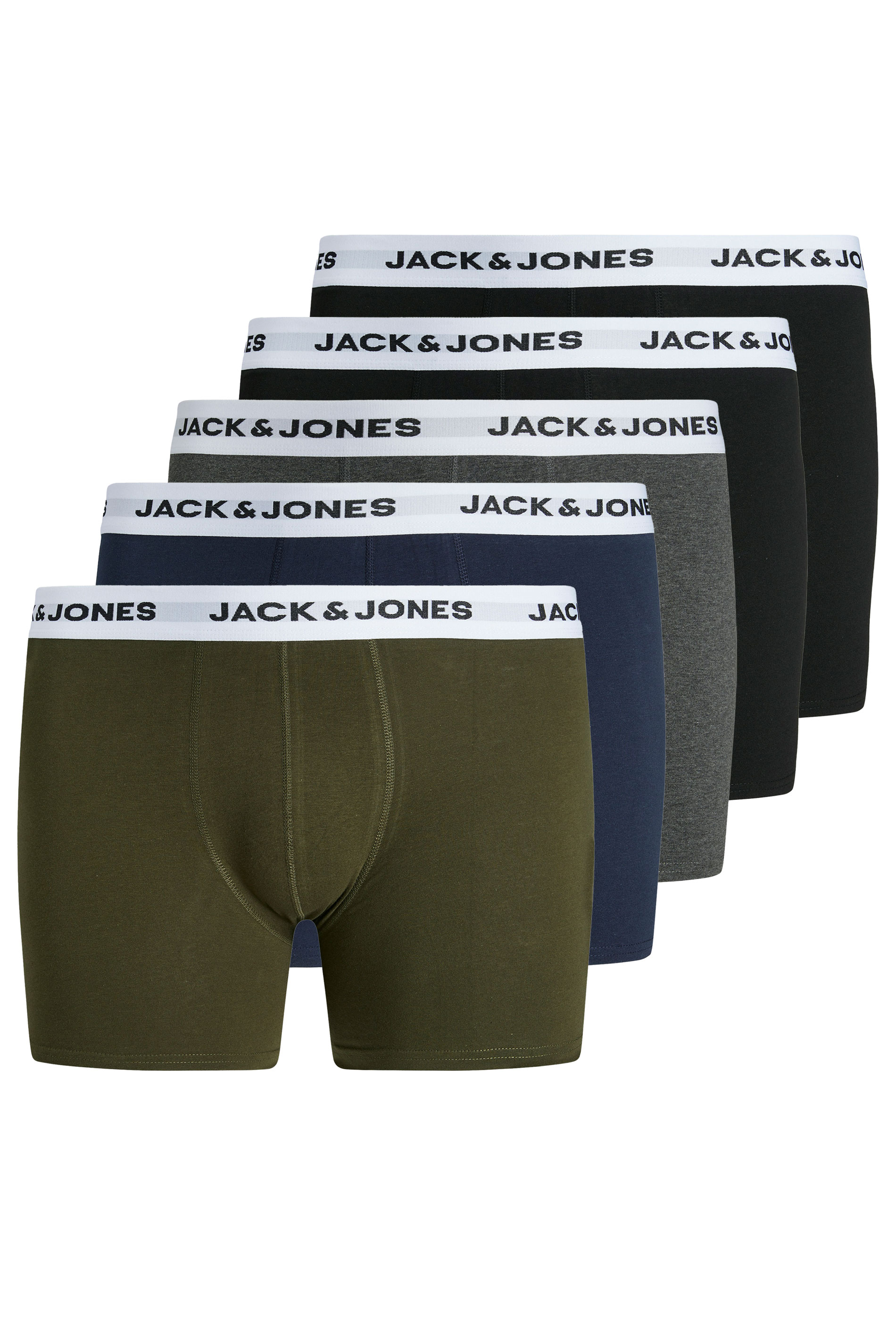 JACK & JONES Big & Tall 5 PACK Green & Black Boxers | BadRhino 4