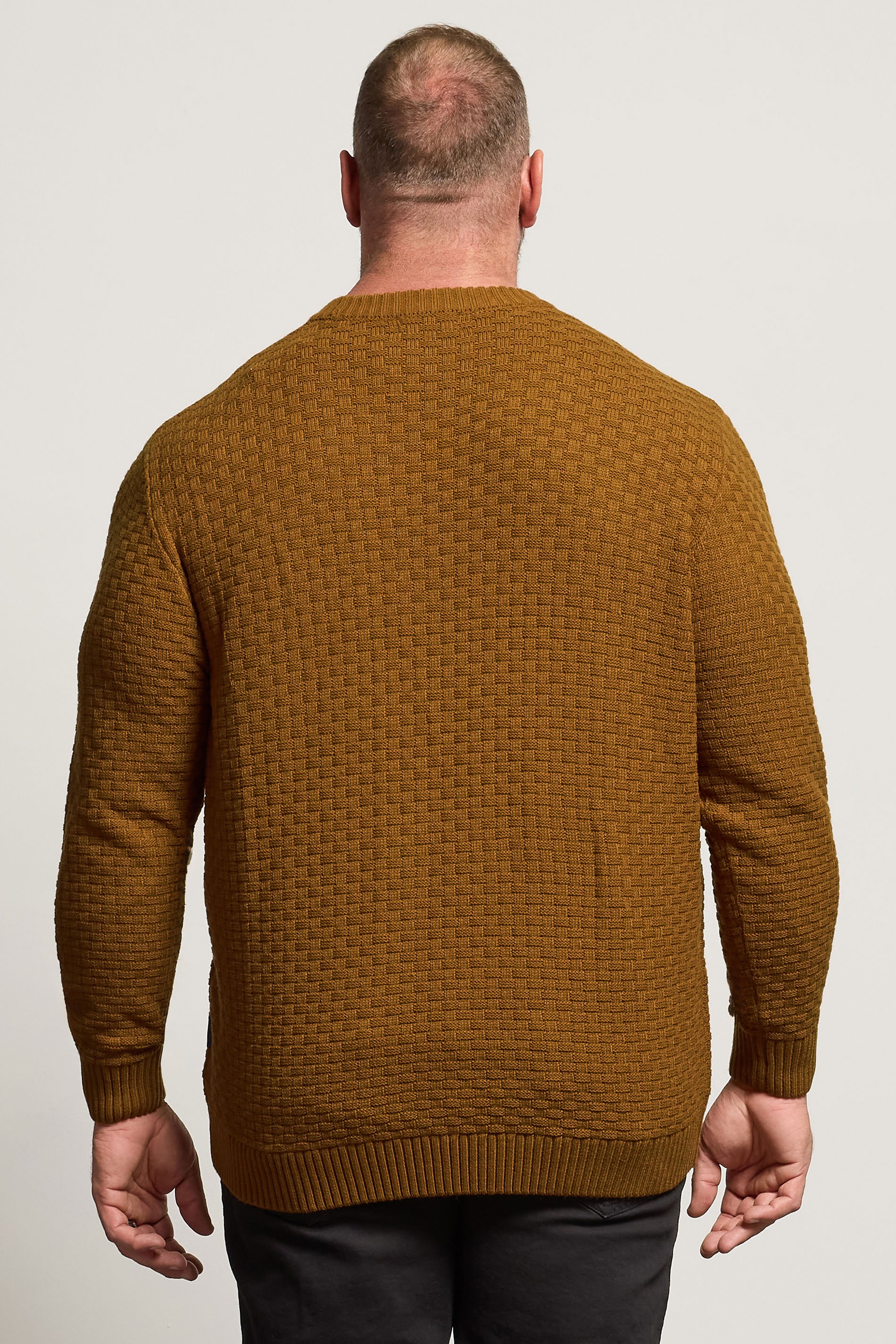 BadRhino Big & Tall Brown Textured Crew Neck Knitted Jumper | BadRhino 4