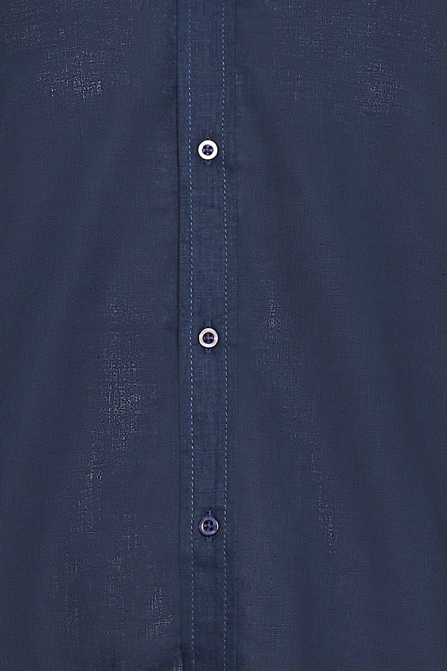 BadRhino Navy Blue Long Sleeve Linen Shirt | BadRhino 3