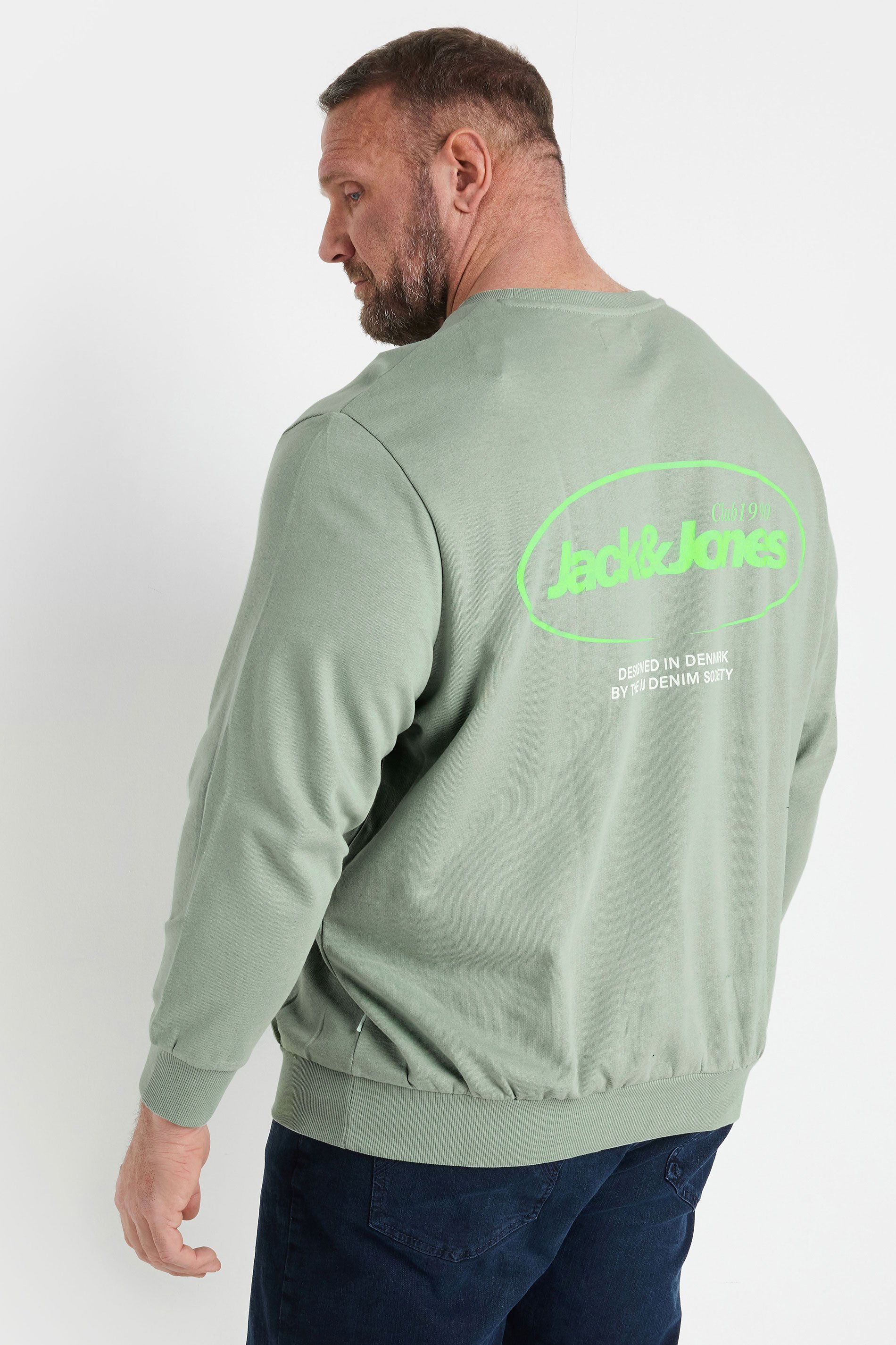 JACK & JONES Big & Tall Light Green Graphic Print Sweatshirt | BadRhino  3