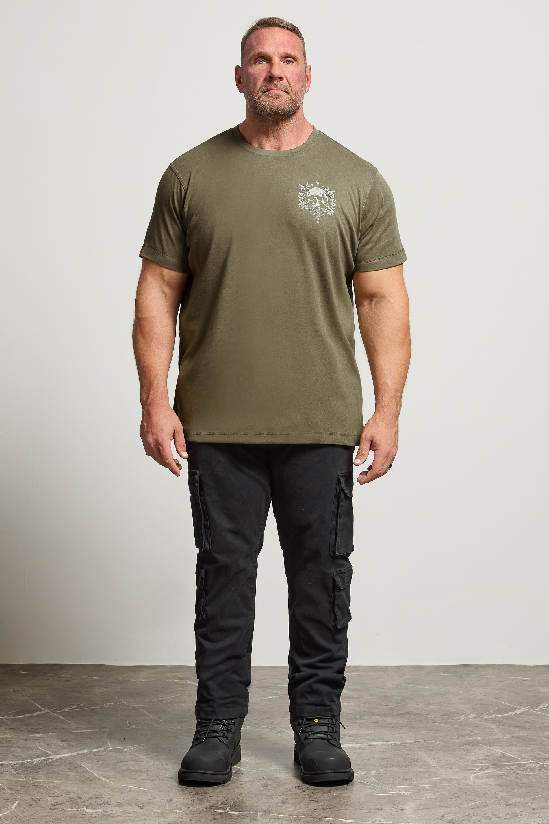 BadRhino Big & Tall Olive Green Skull Emblem Graphic T-Shirt | BadRhino 2