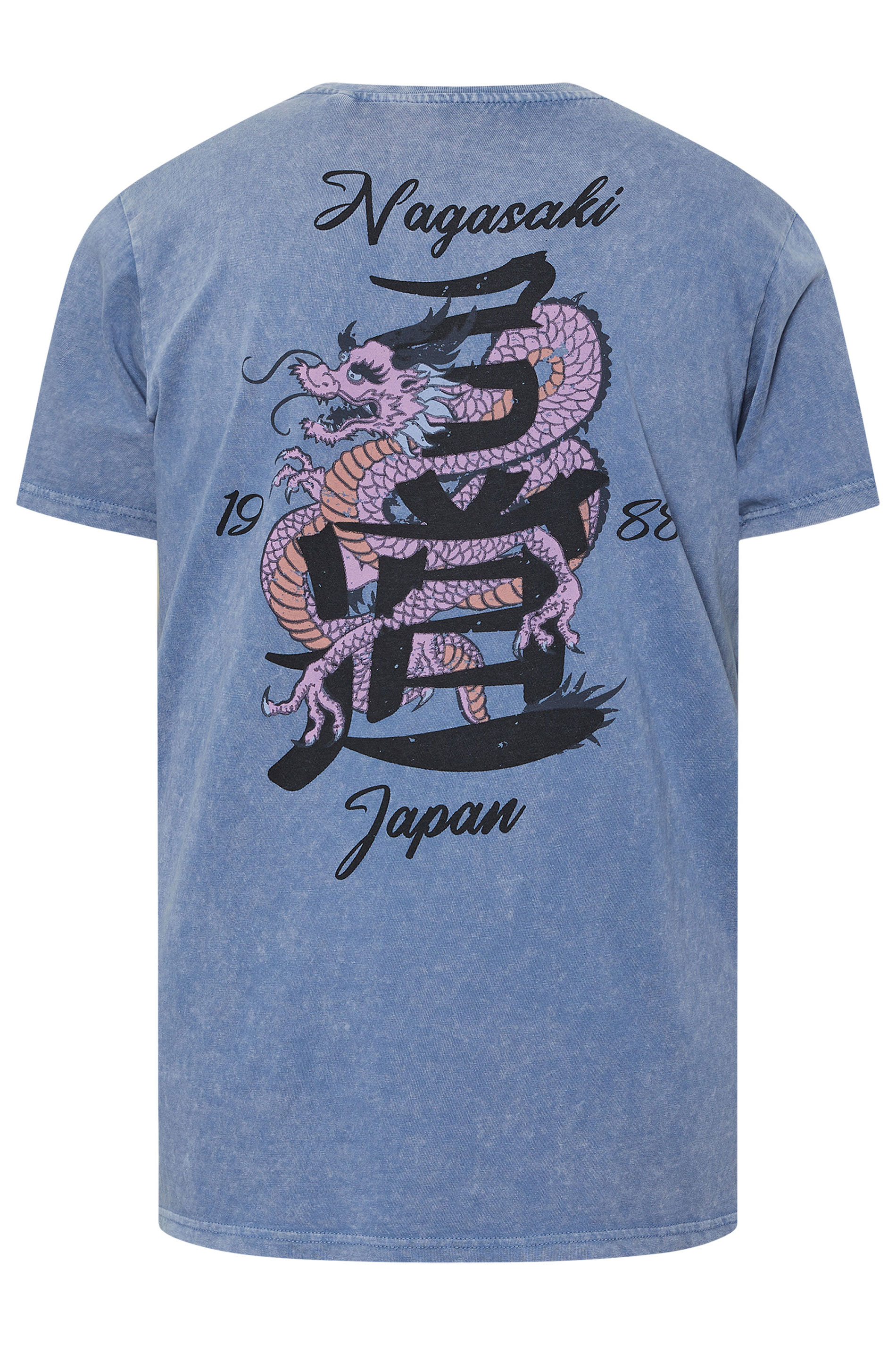 BadRhino Big & Tall Blue Acid Wash 'Nagasaki Japan' Graphic T-Shirt | BadRhino 8