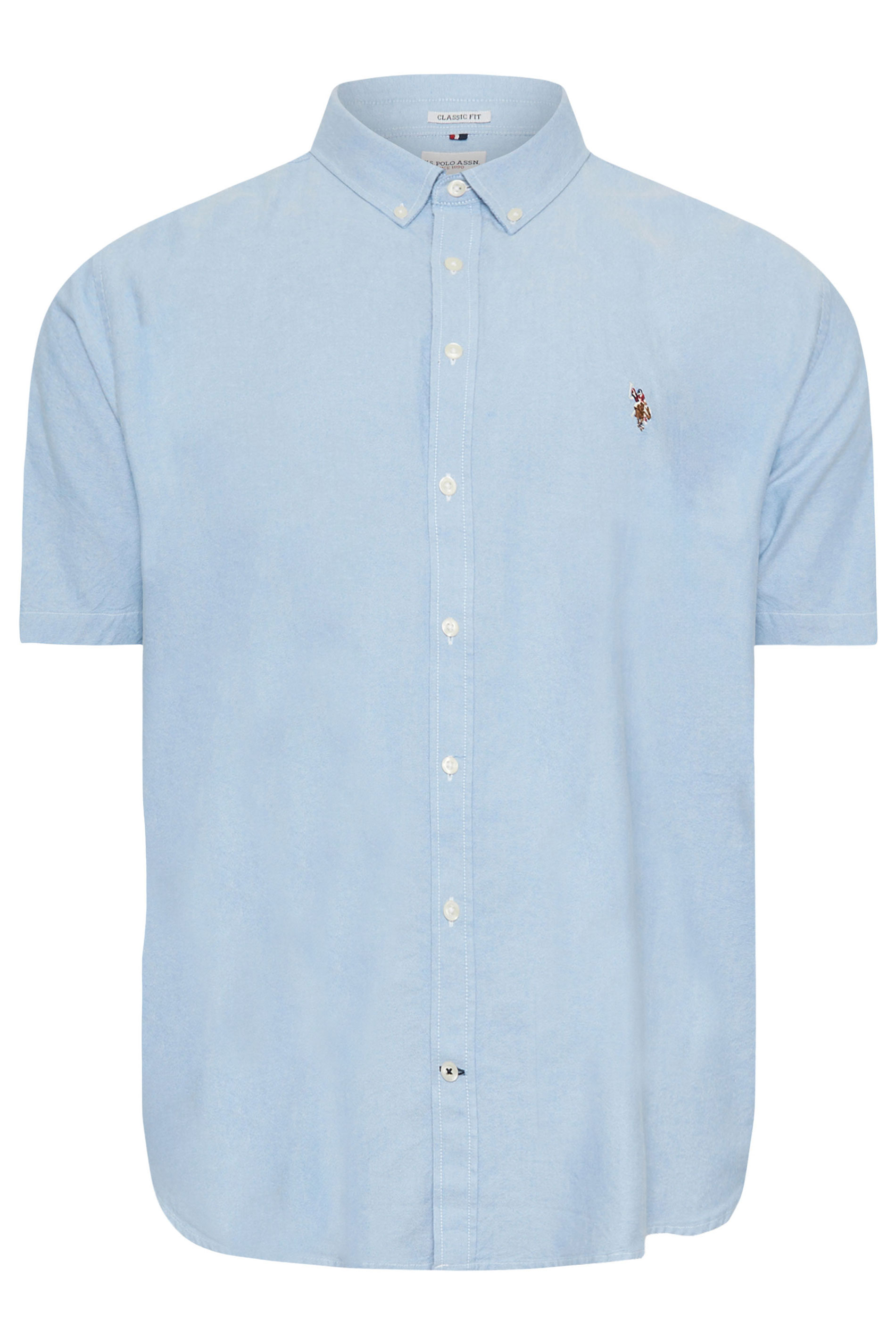 U.S. POLO ASSN. Blue Short Sleeve Oxford Shirt | BadRhino 2