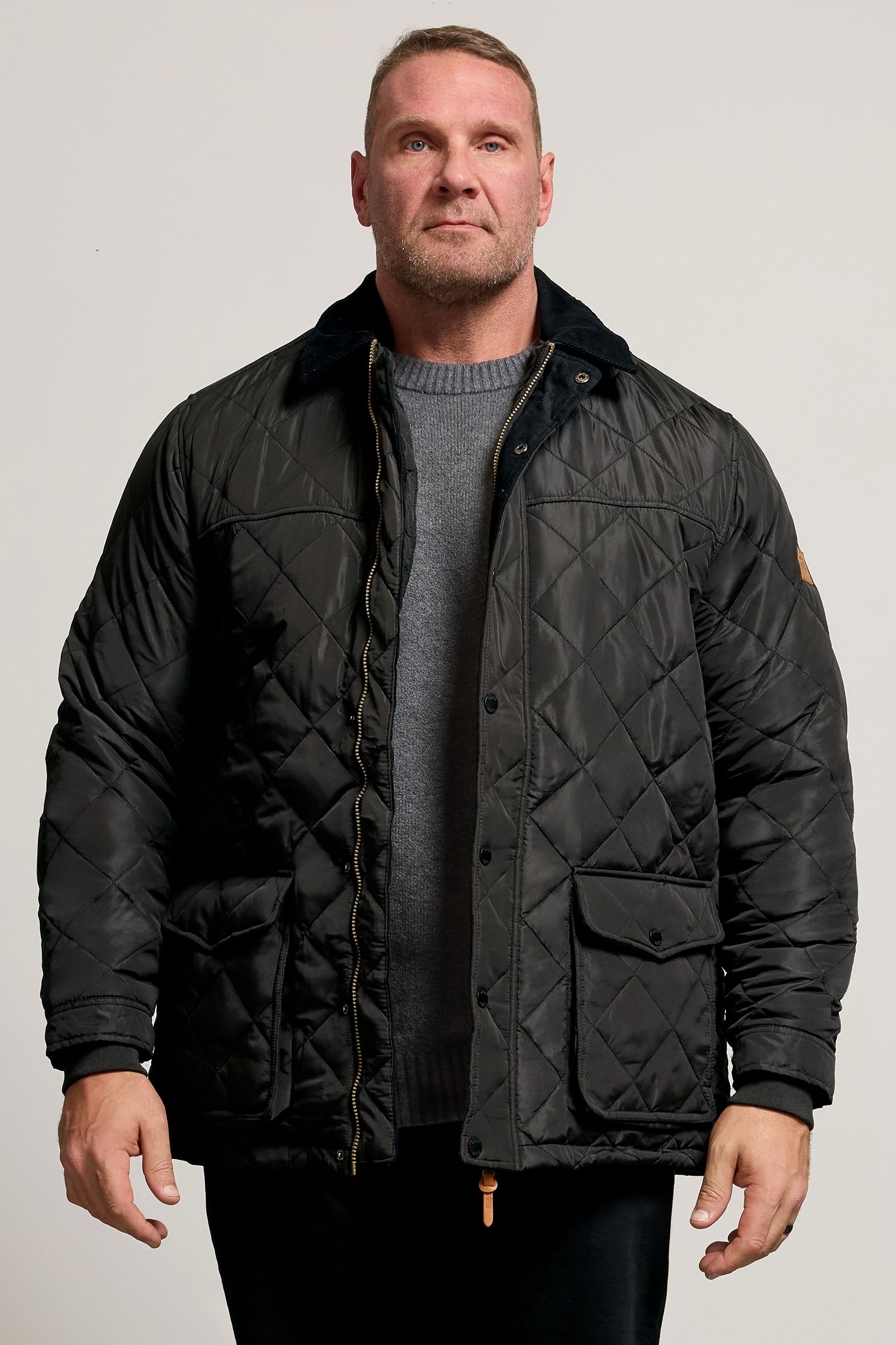 D555 Big & Tall Black Quilted Jacket | BadRhino 1