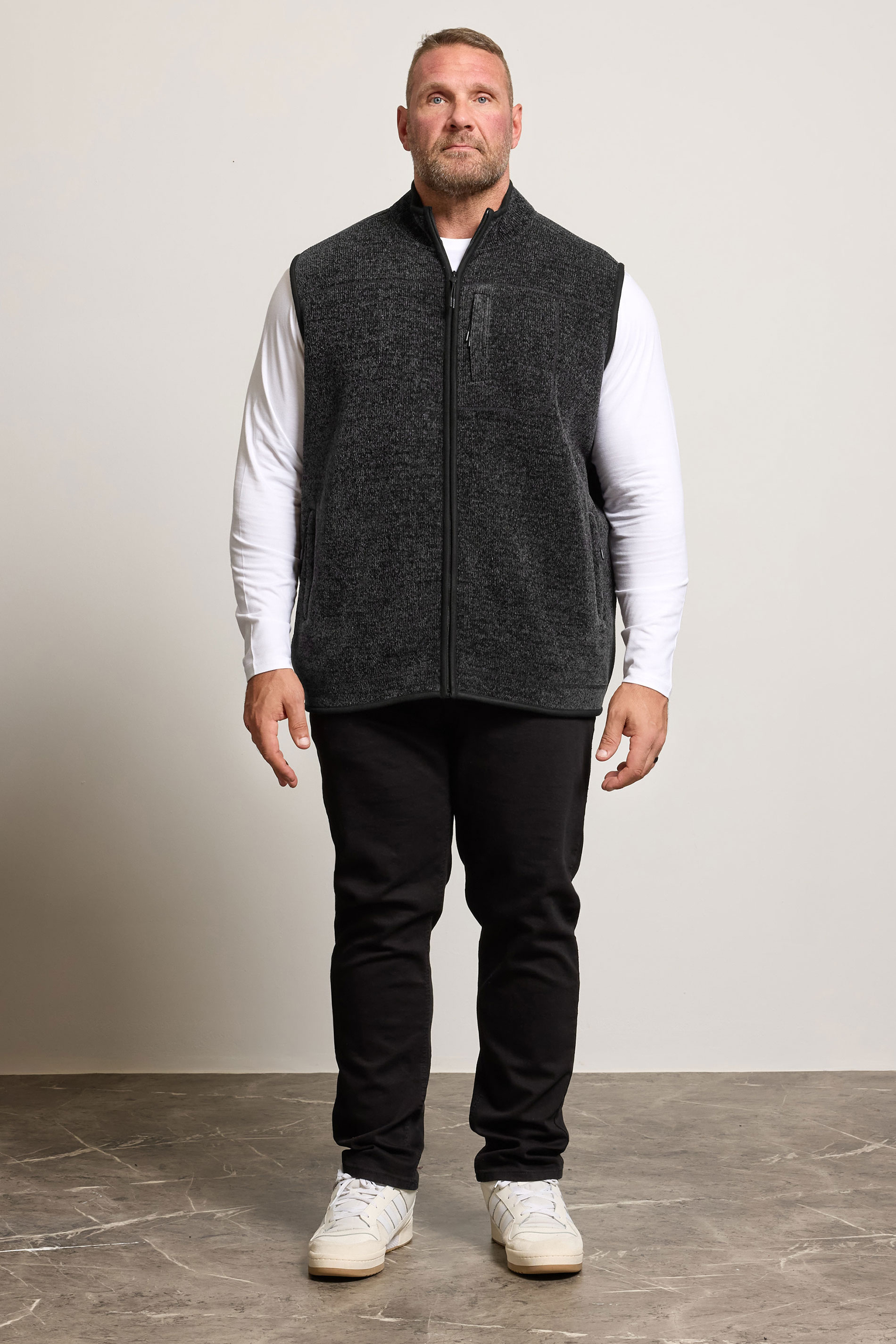 BadRhino Big & Tall Grey Fleece Pocket Gilet | BadRhino 3