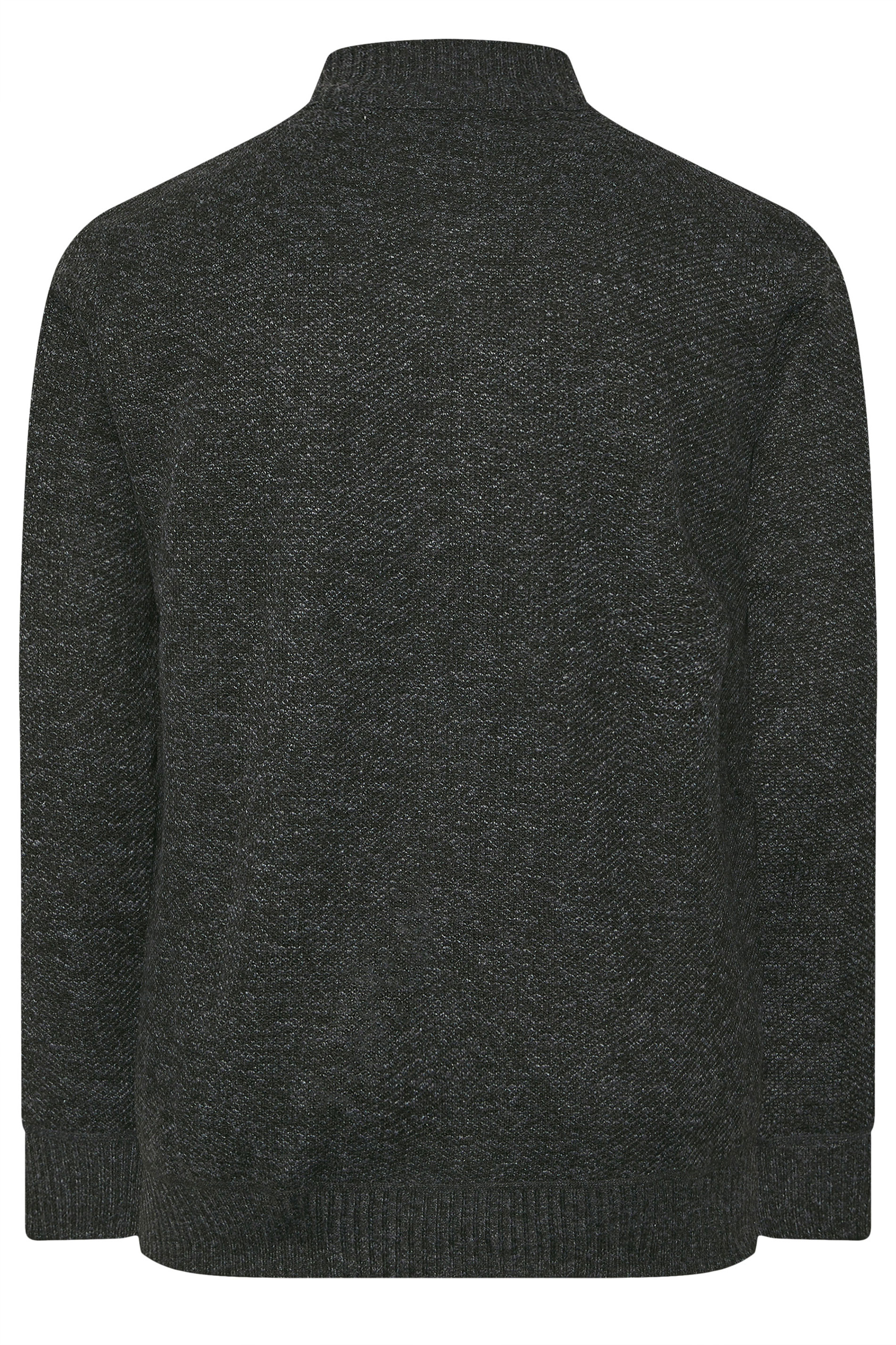D555 Big & Tall Charcoal Grey Marl Zip Through Knitted Jumper | BadRhino 5