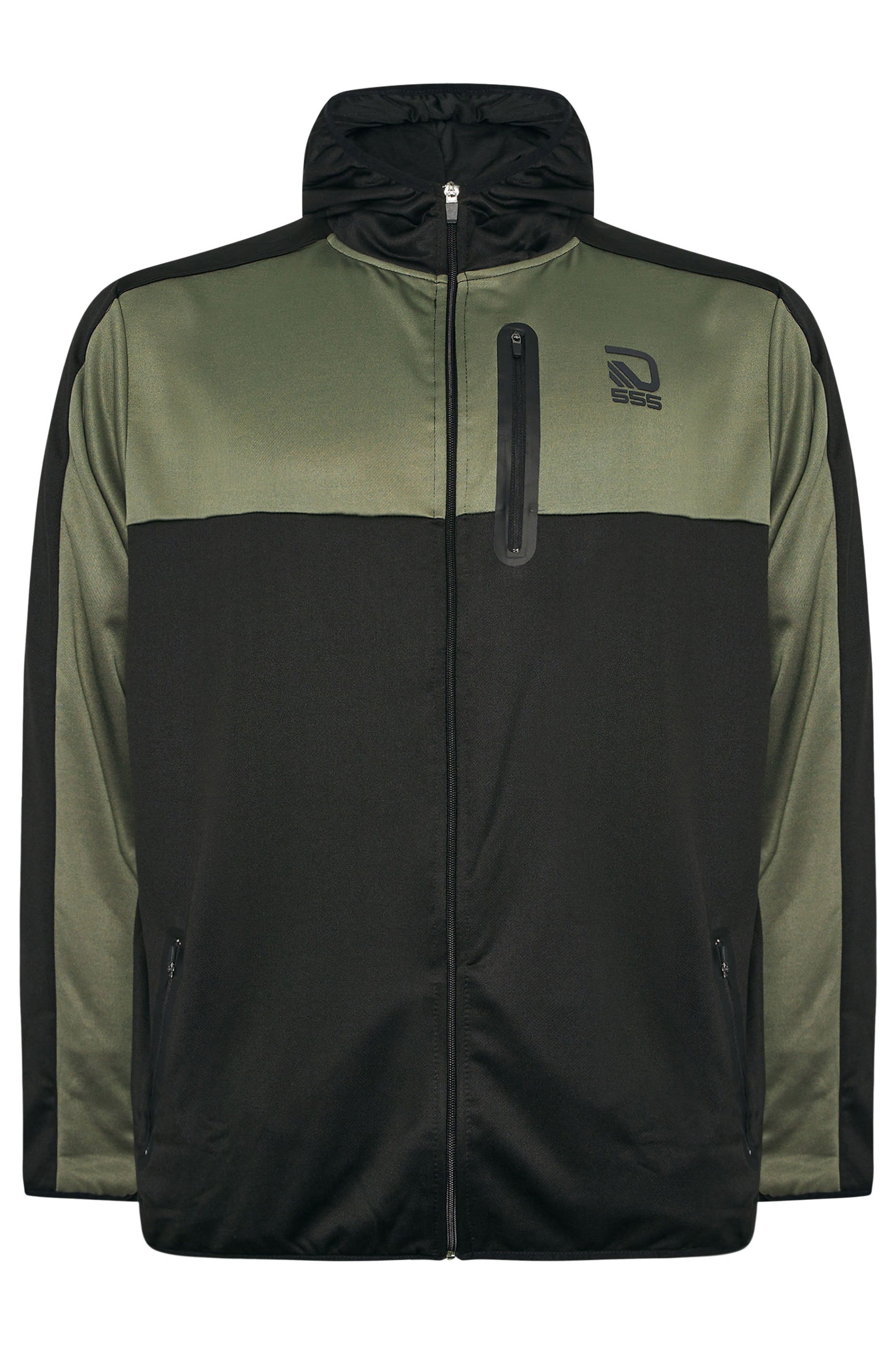 D555 Big & Tall Black Dry Wear Panel Zip Through Hoodie | BadRhino 4