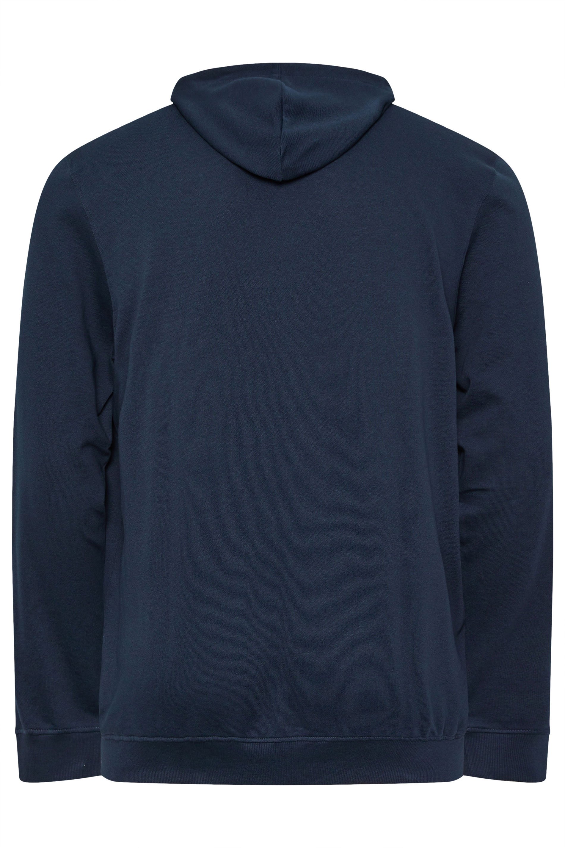 JACK & JONES Big & Tall Navy Blue Zip Through Print Hoodie | BadRhino 2