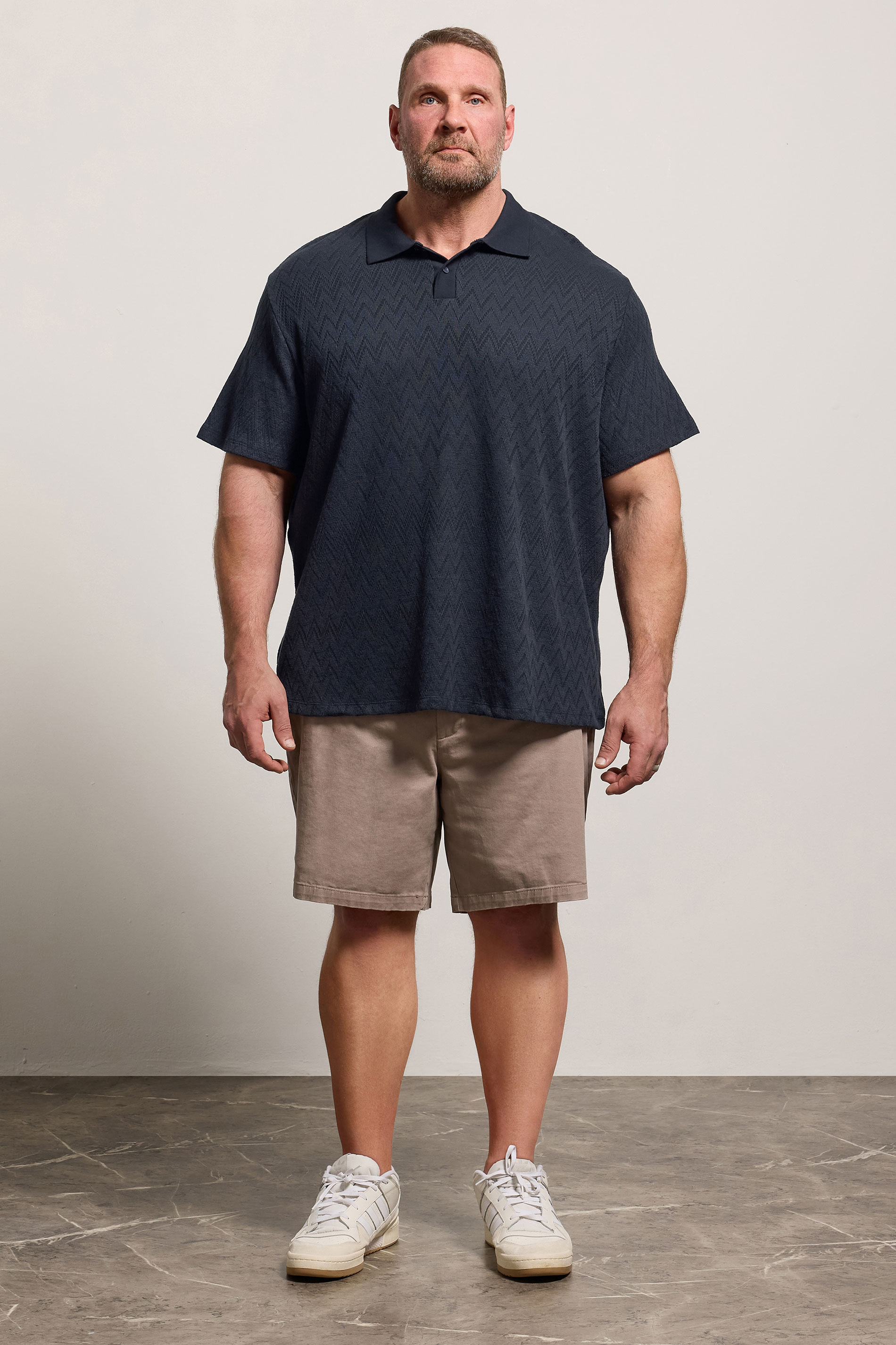 JACK & JONES Big & Tall Navy Blue Jacquard Polo Shirt | BadRhino 1