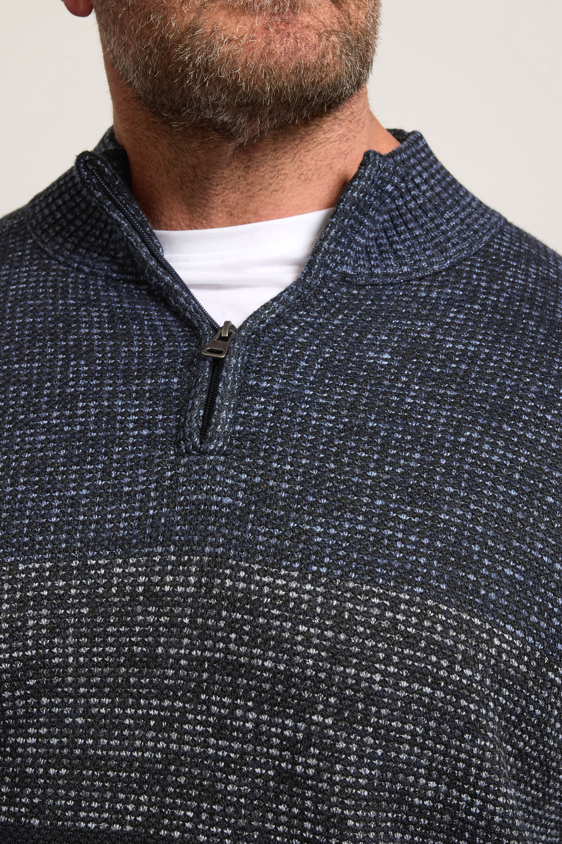 BadRhino Big & Tall Navy Blue Colour Block Quarter Zip Jumper | BadRhino 4