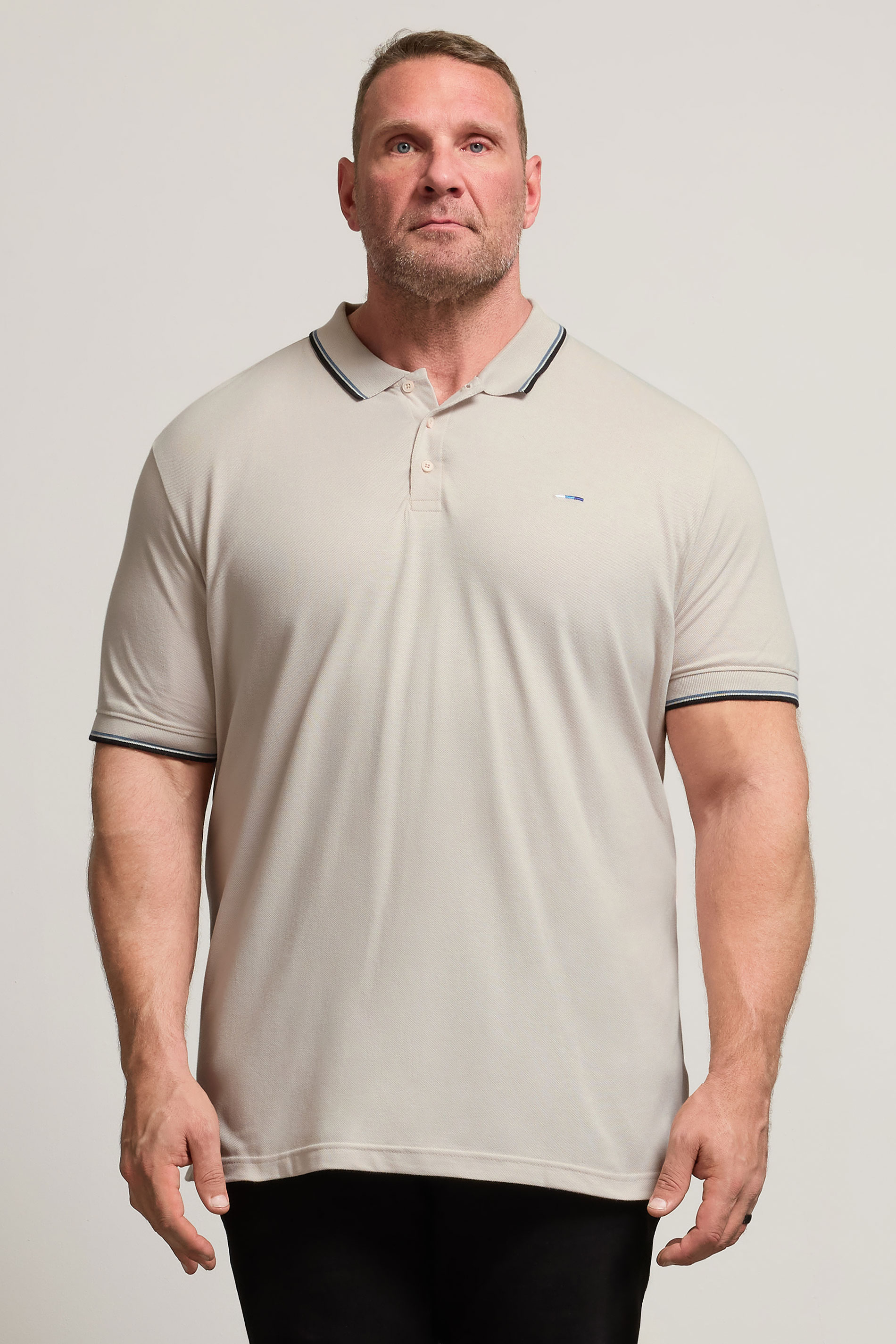 BadRhino Big & Tall Natural Brown Tipped Polo Shirt | BadRhino 2