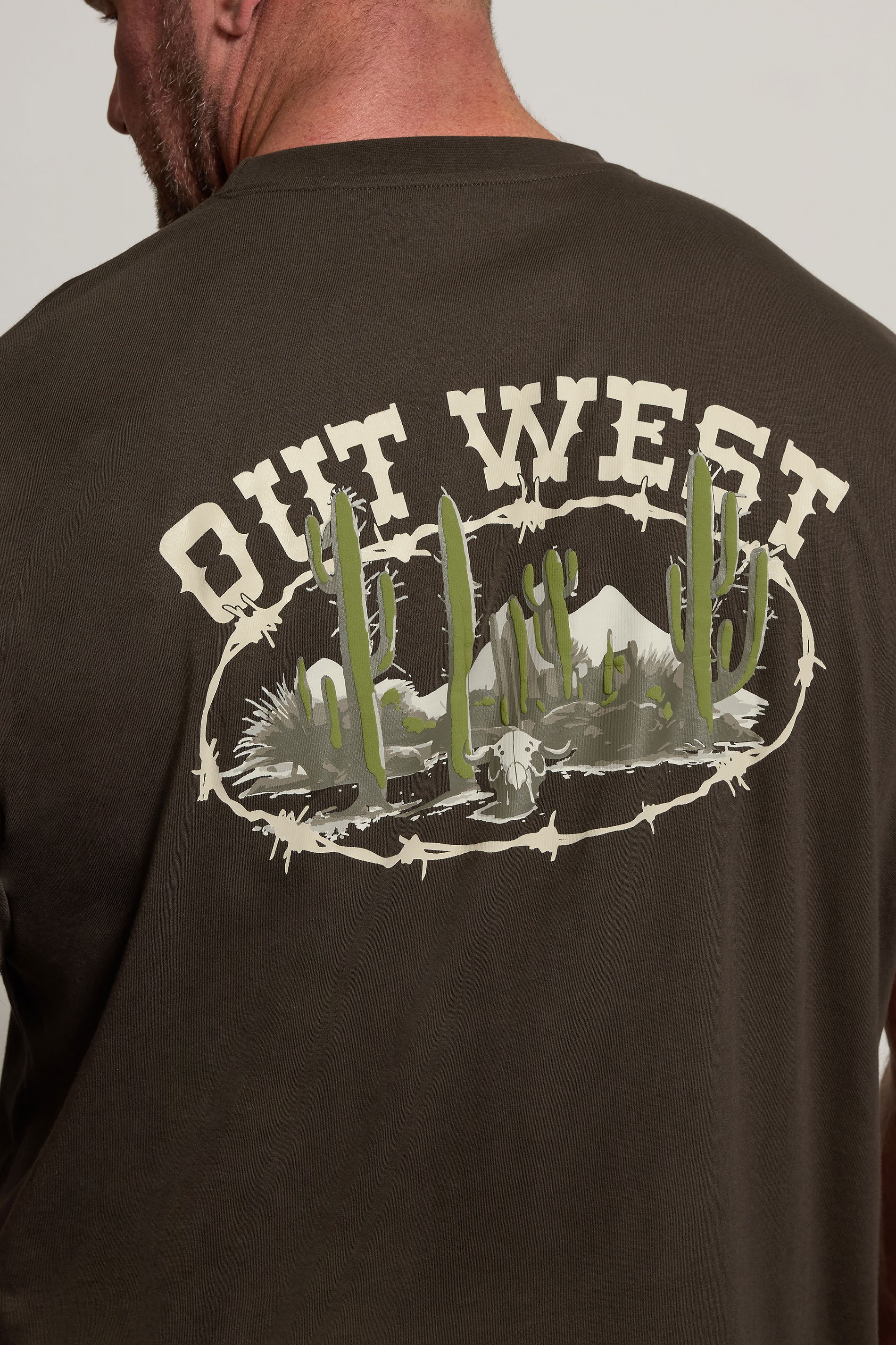 BadRhino Big & Tall Chocolate Brown 'Out West' Graphic T-Shirt | BadRhino 4