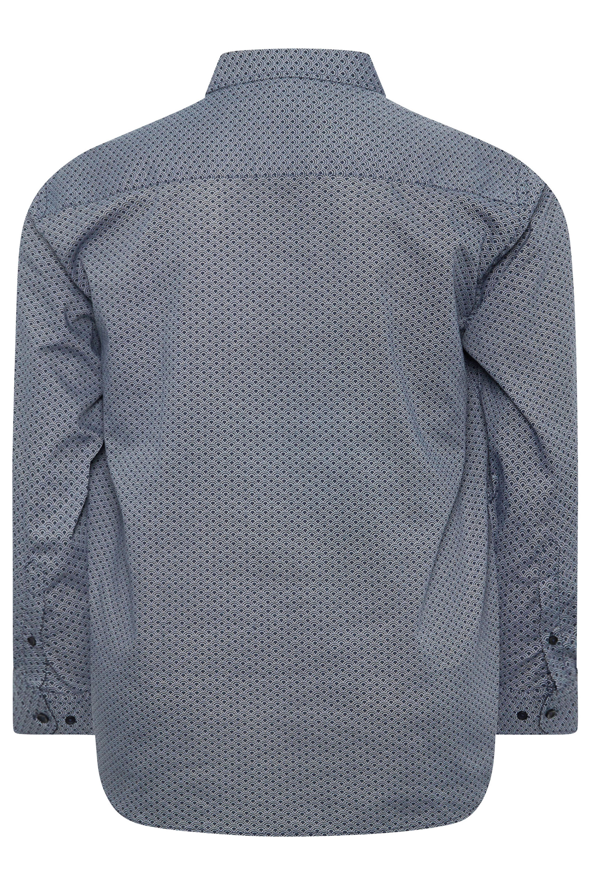 KAM Big & Tall Blue Abstract Dobby Print Long Sleeve Shirt | BadRhino 4
