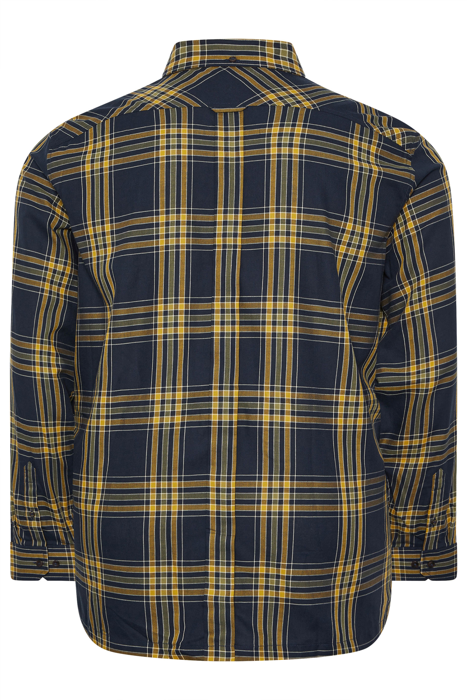 BEN SHERMAN Big & Tall Navy Blue & Yellow Check Shirt | BadRhino 5