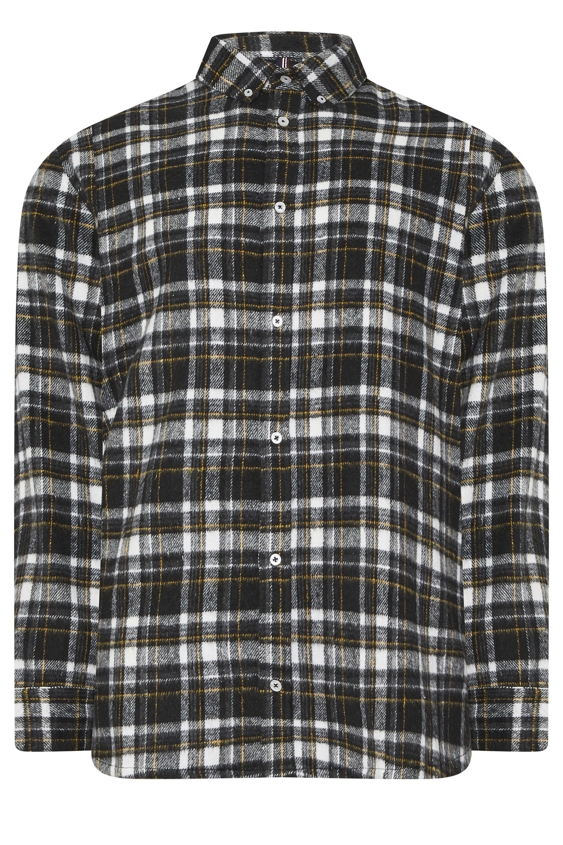 BadRhino Big & Tall Black & Yellow Brushed Checked Shirt | BadRhino 6