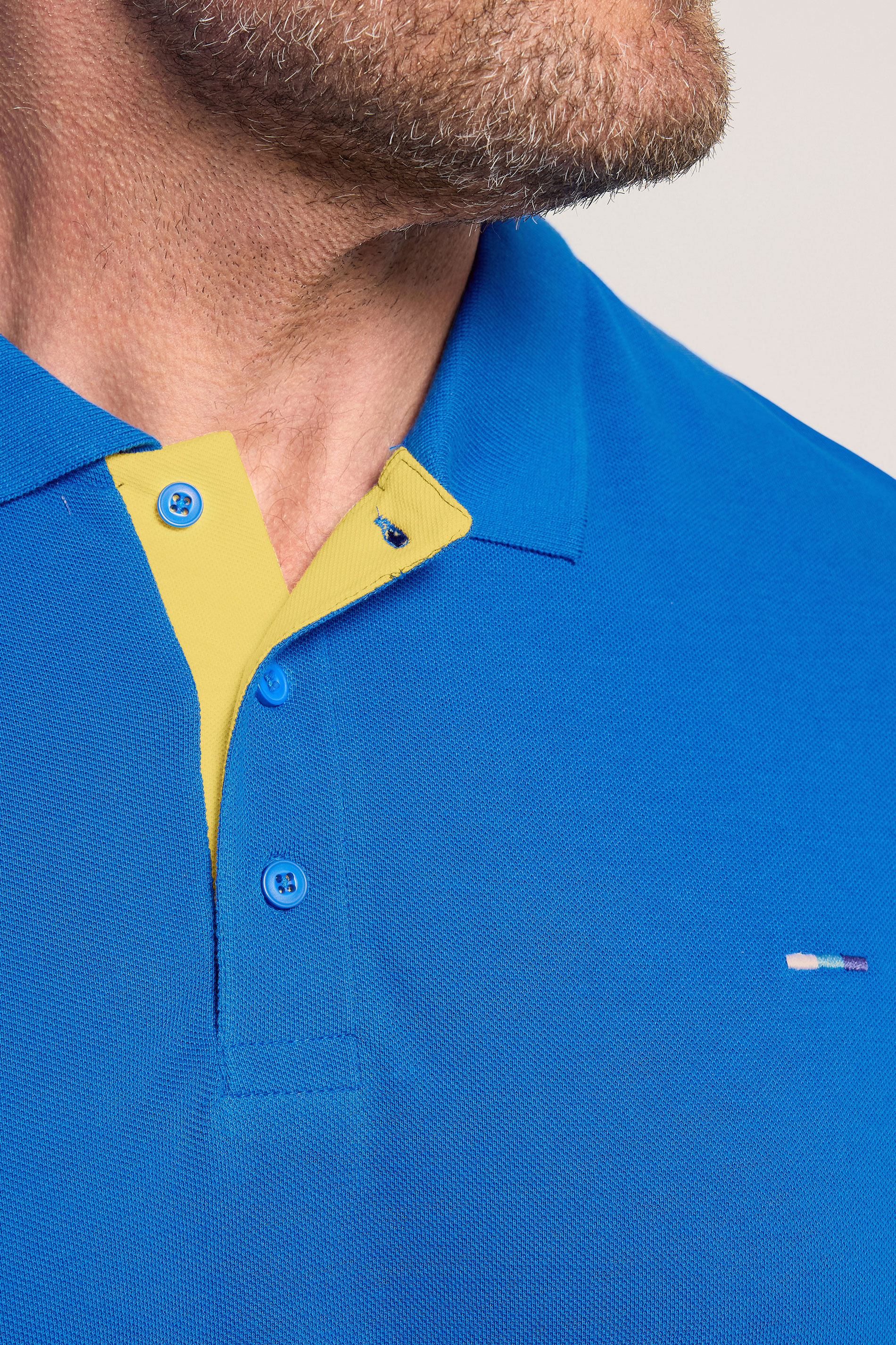 BadRhino Big & Tall Blue & Yellow Contrast Polo Shirt | BadRhino 5