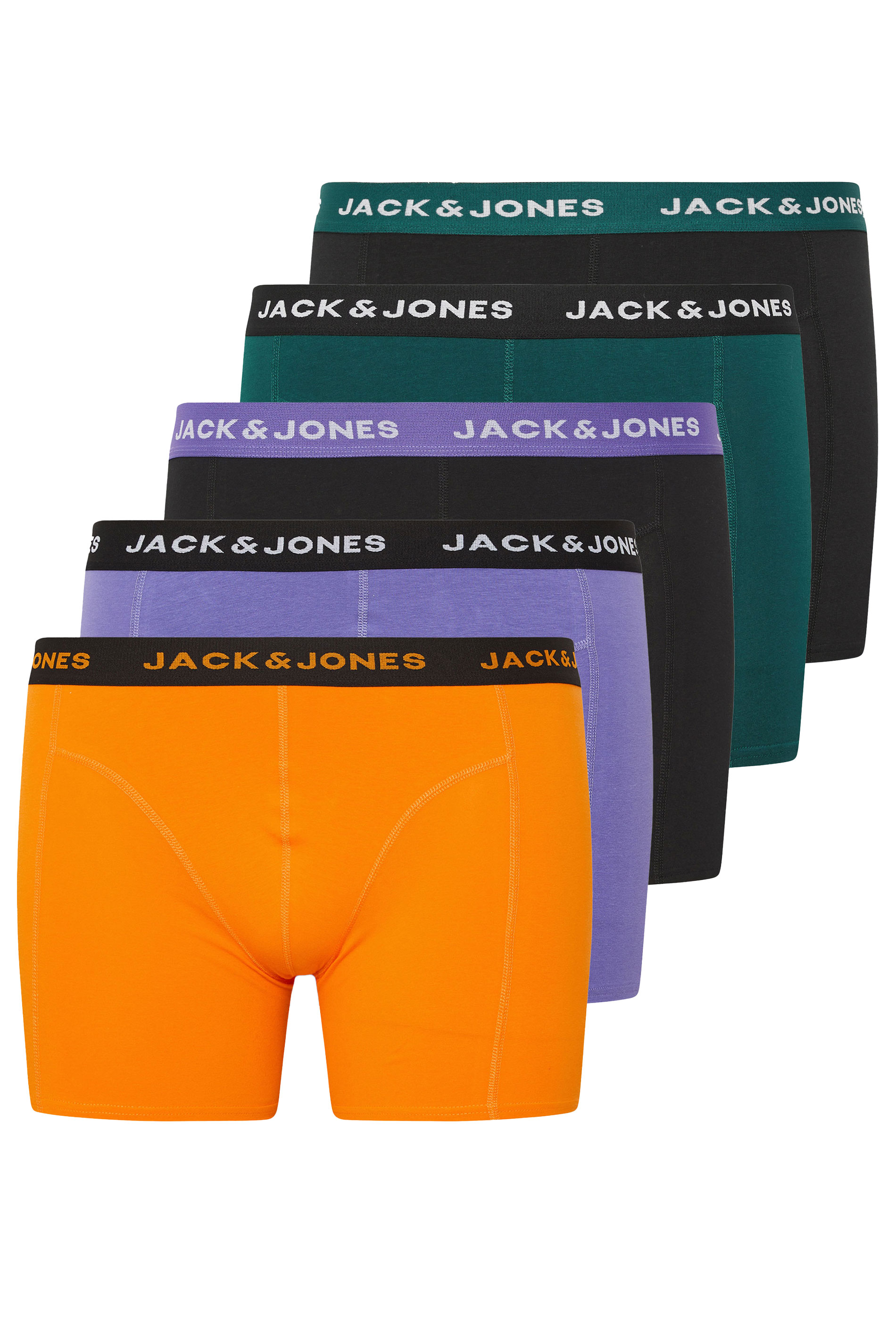 JACK & JONES Big & Tall 5 Pack Orange & Black Boxers | BadRhino 4