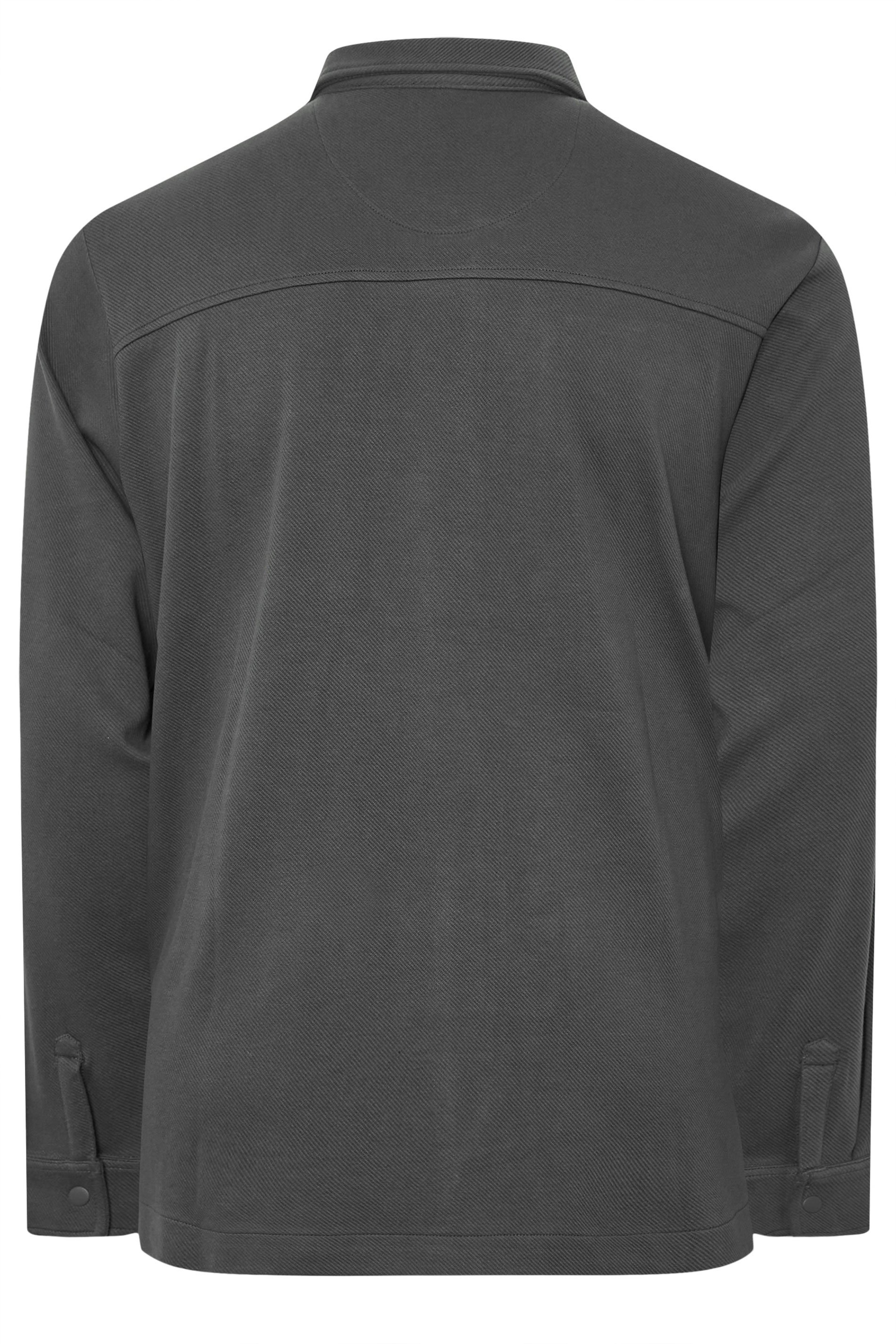 STUDIO A Big & Tall Dark Grey Button Down Shacket | BadRhino 4