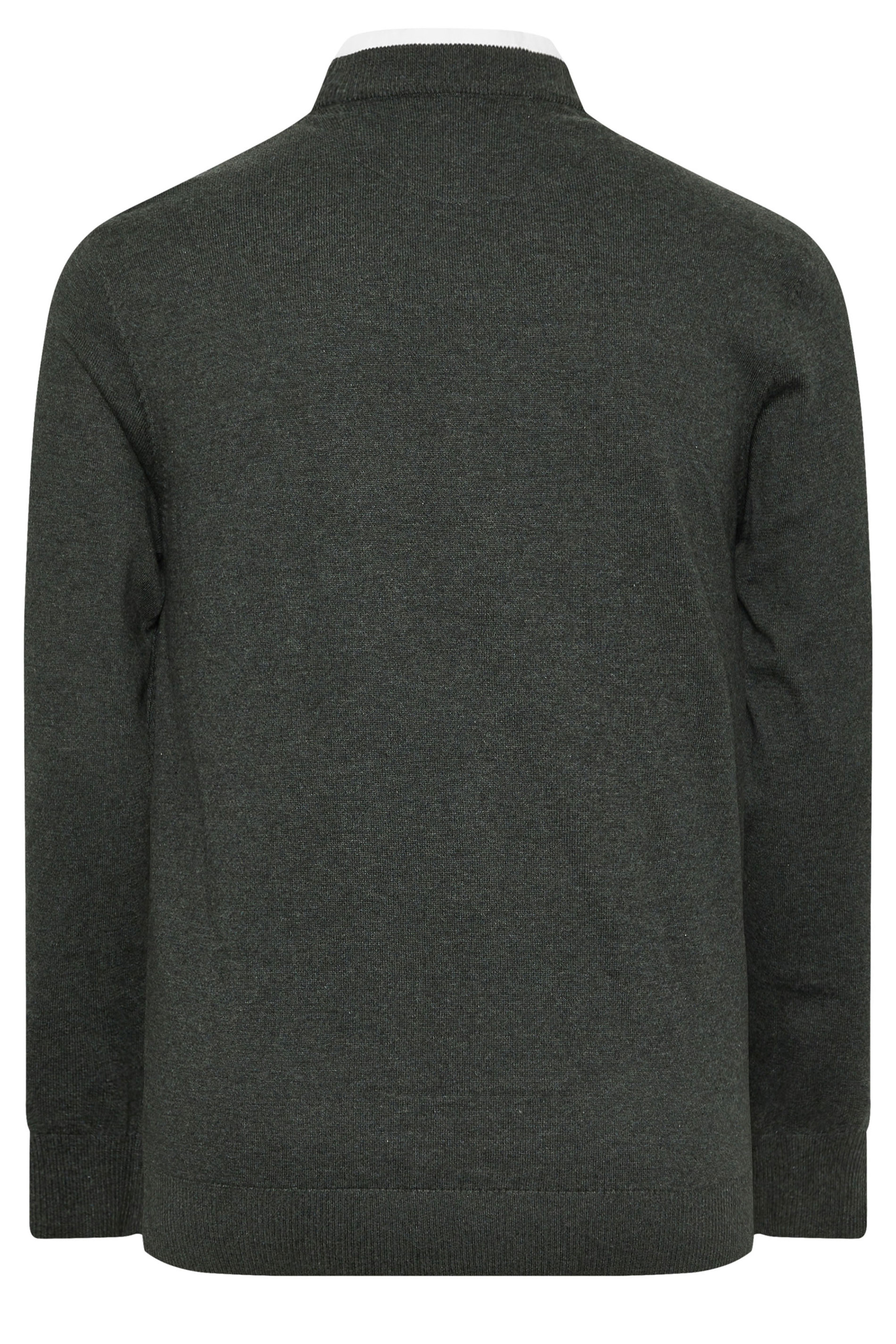 BadRhino Big & Tall Charcoal Grey Cable Knit Mock Shirt Jumper | BadRhino 5