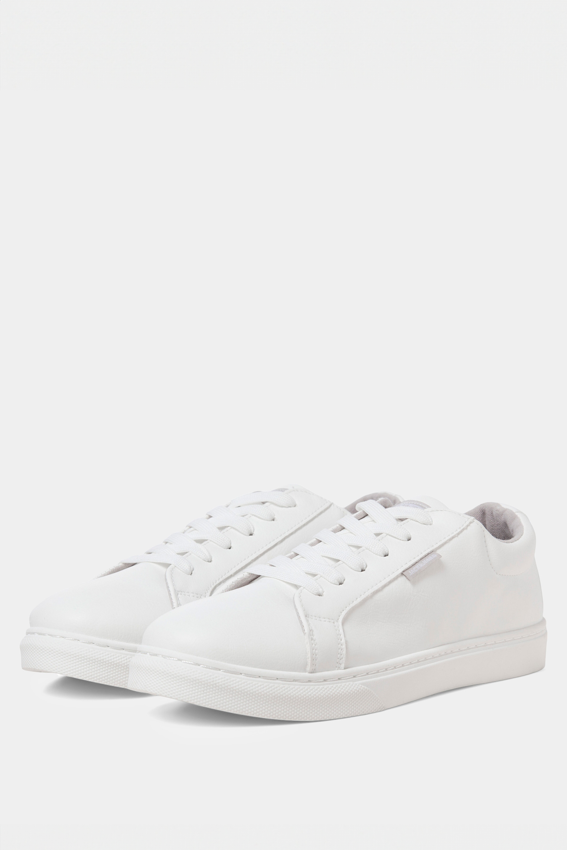 JACK & JONES White Anthracite Faux Leather Trainers | BadRhino 1