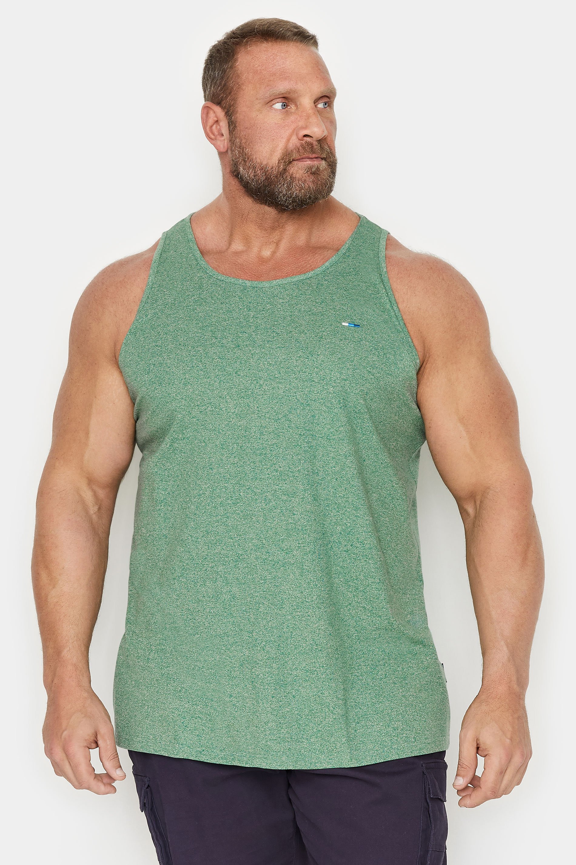 BadRhino Big & Tall Green Cotton Marl Vest | BadRhino 1