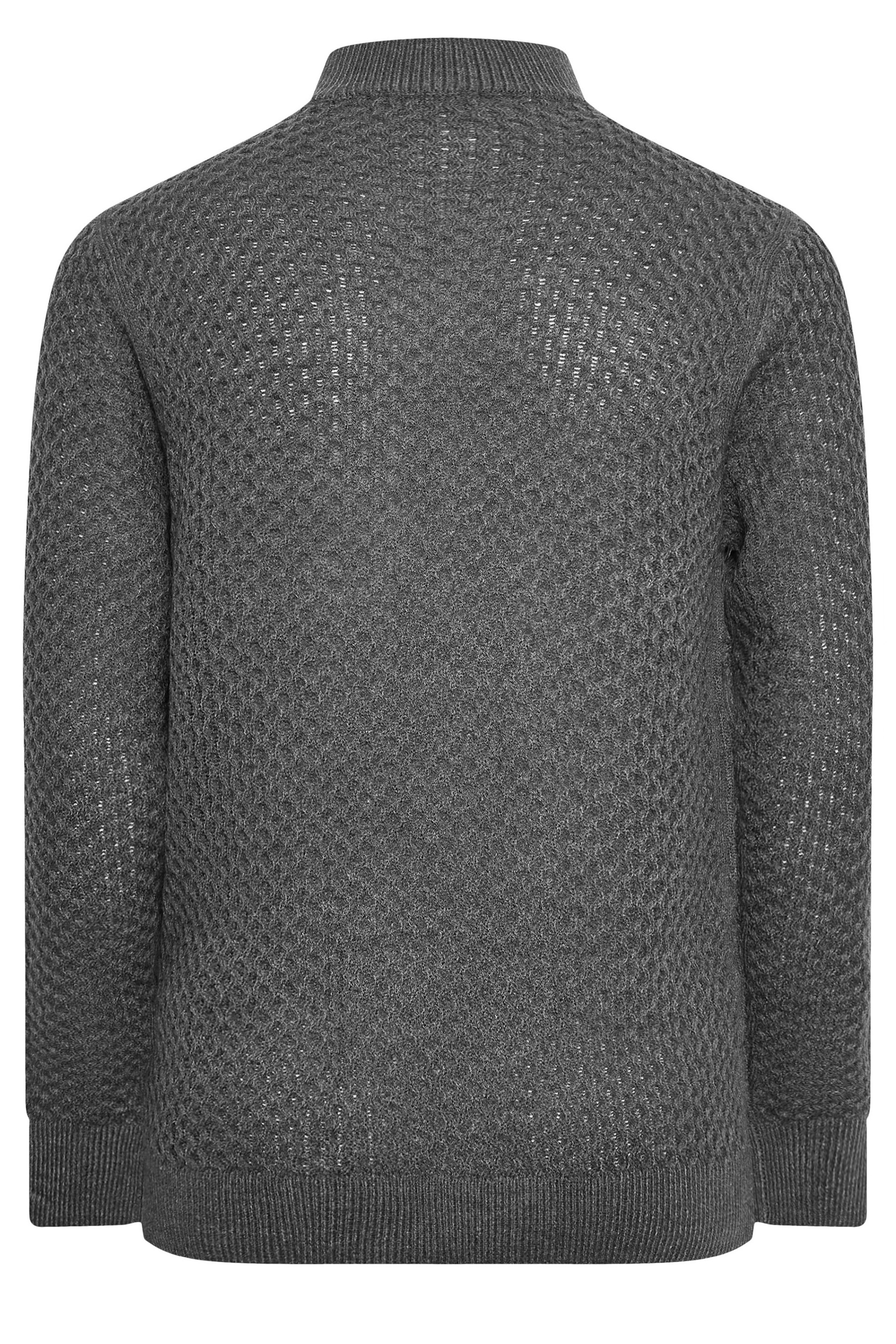 BadRhino Big & Tall Grey Quarter Zip Knitted Jumper | BadRhino 5