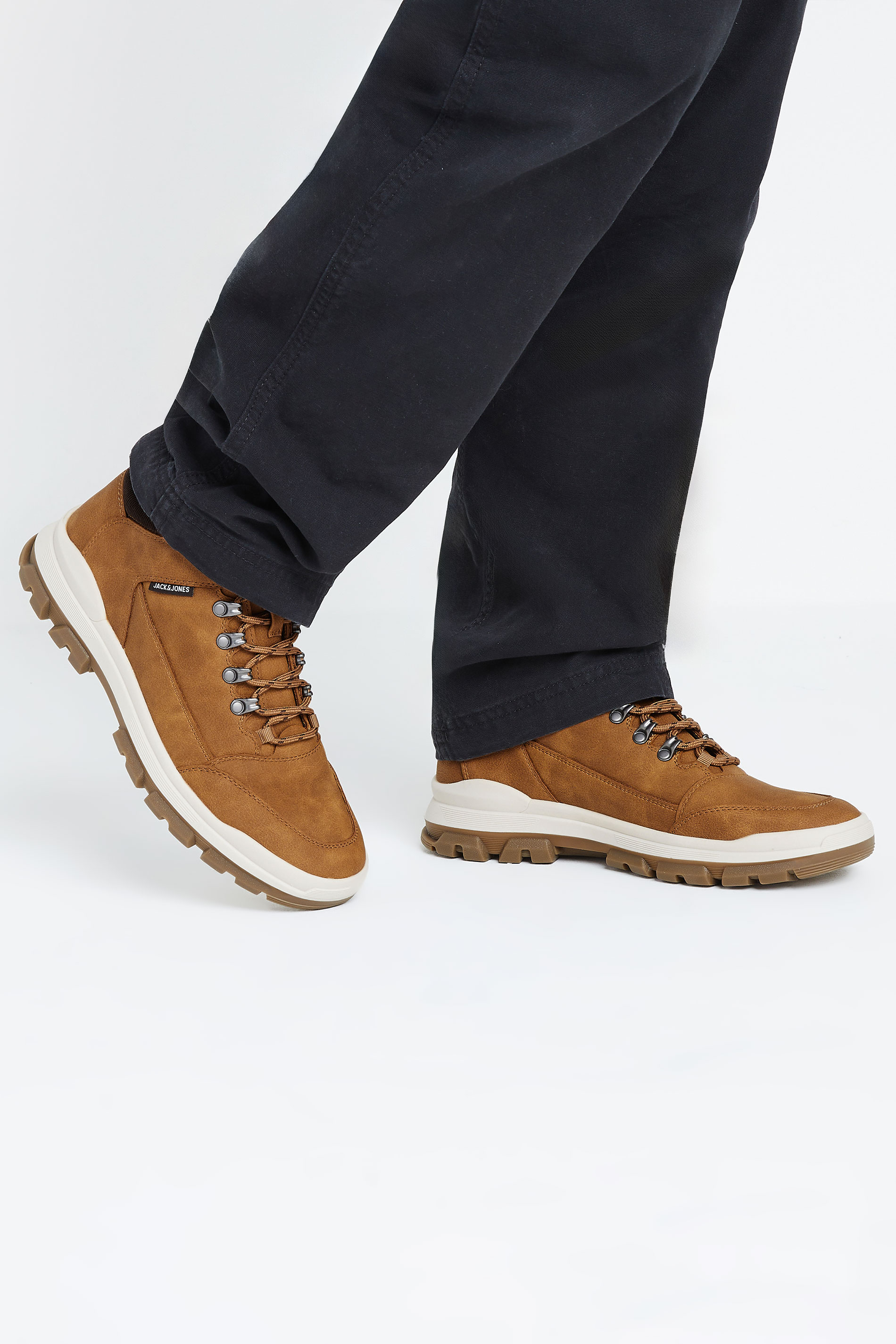 JACK & JONES Camel Brown Lace Up Hiking Boots | BadRhino 1