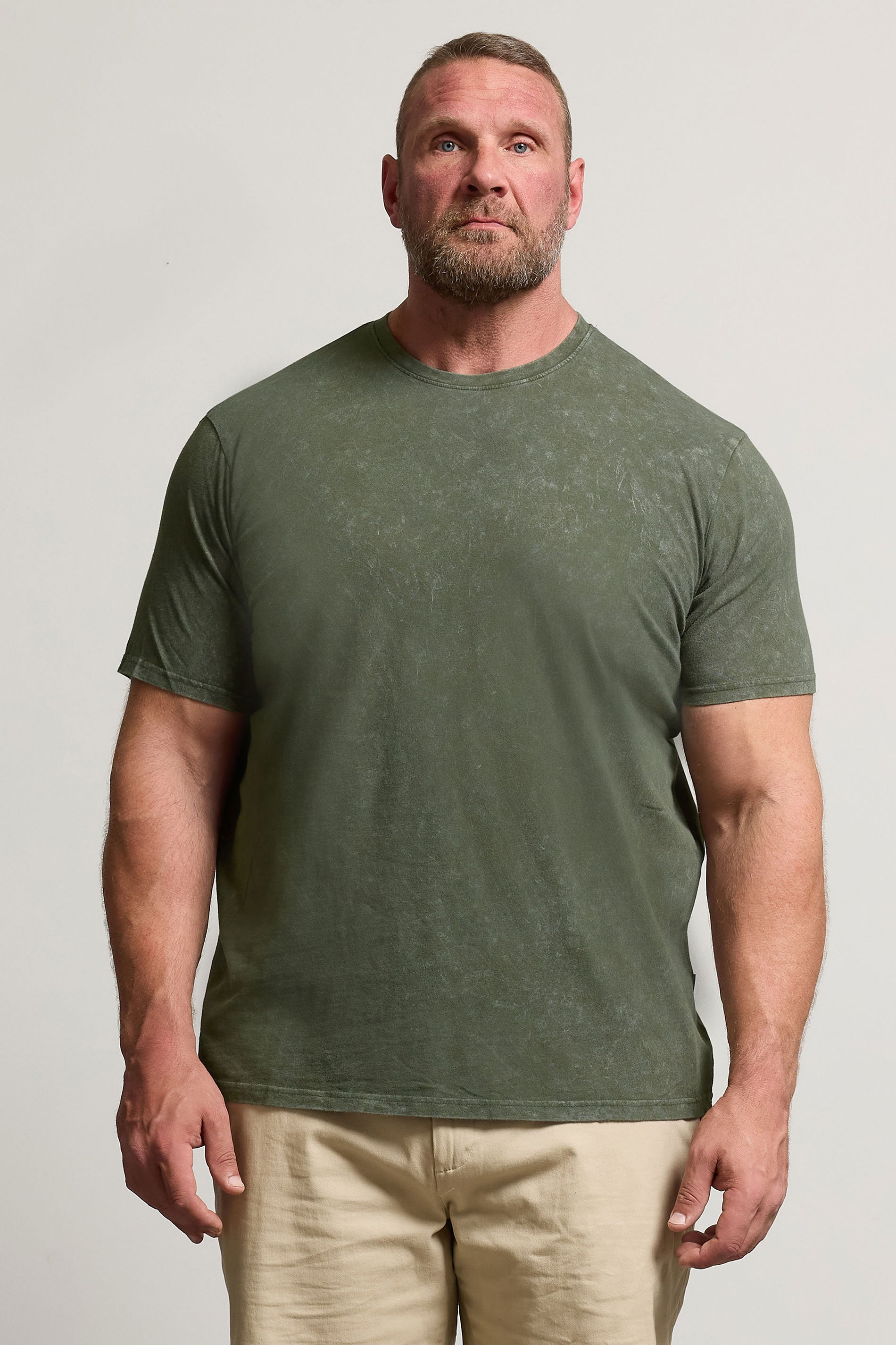 BadRhino Big & Tall Khaki Green Acid Wash T-Shirt | BadRhino 1