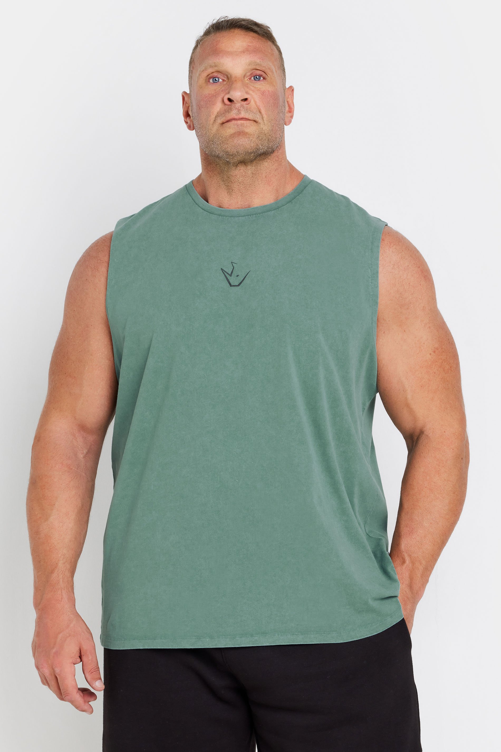 IronRhino Big & Tall Green Acid Wash Muscle Vest | BadRhino 2