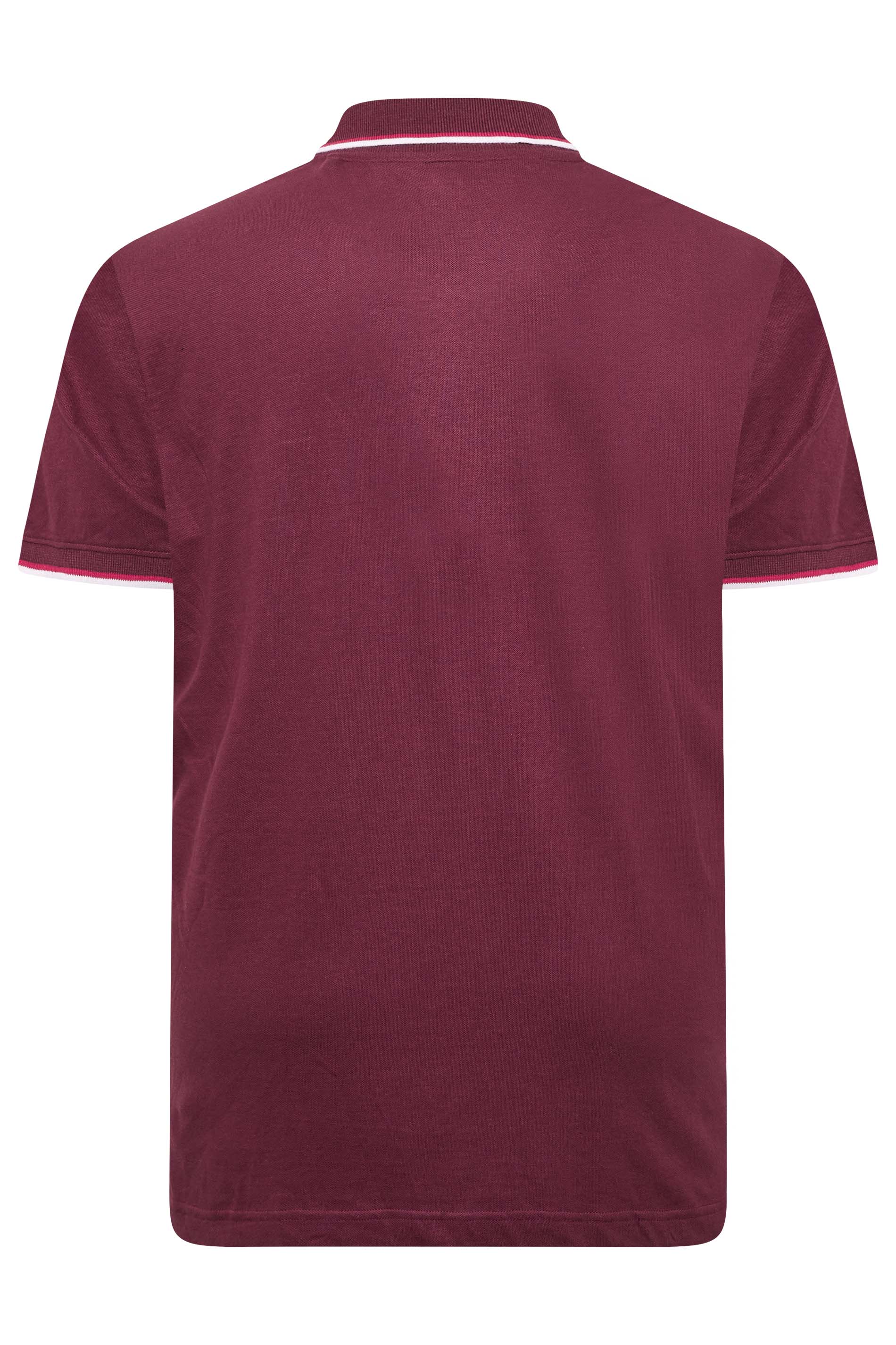 BadRhino Big & Tall Dark Red Essential Tipped Polo Shirt | BadRhino 7