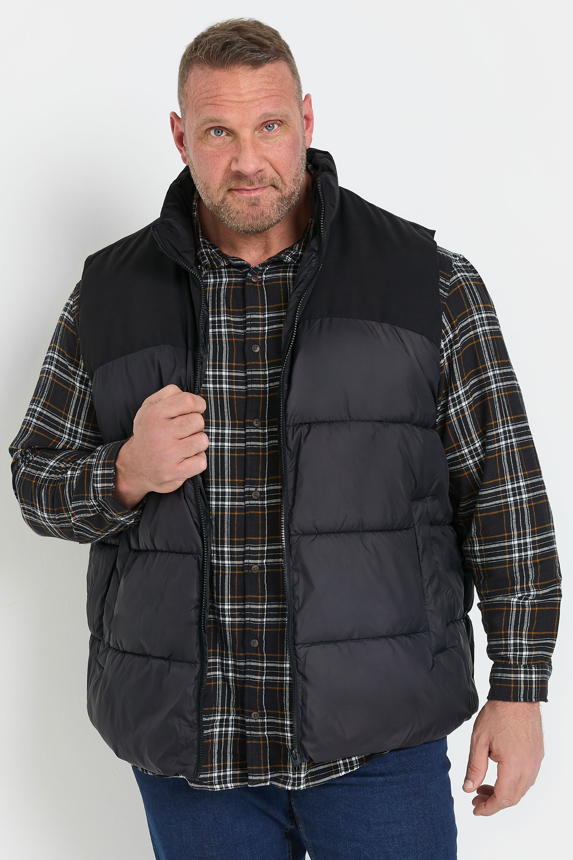 JACK & JONES Big & Tall Black Puffer Gilet | BadRhino 1