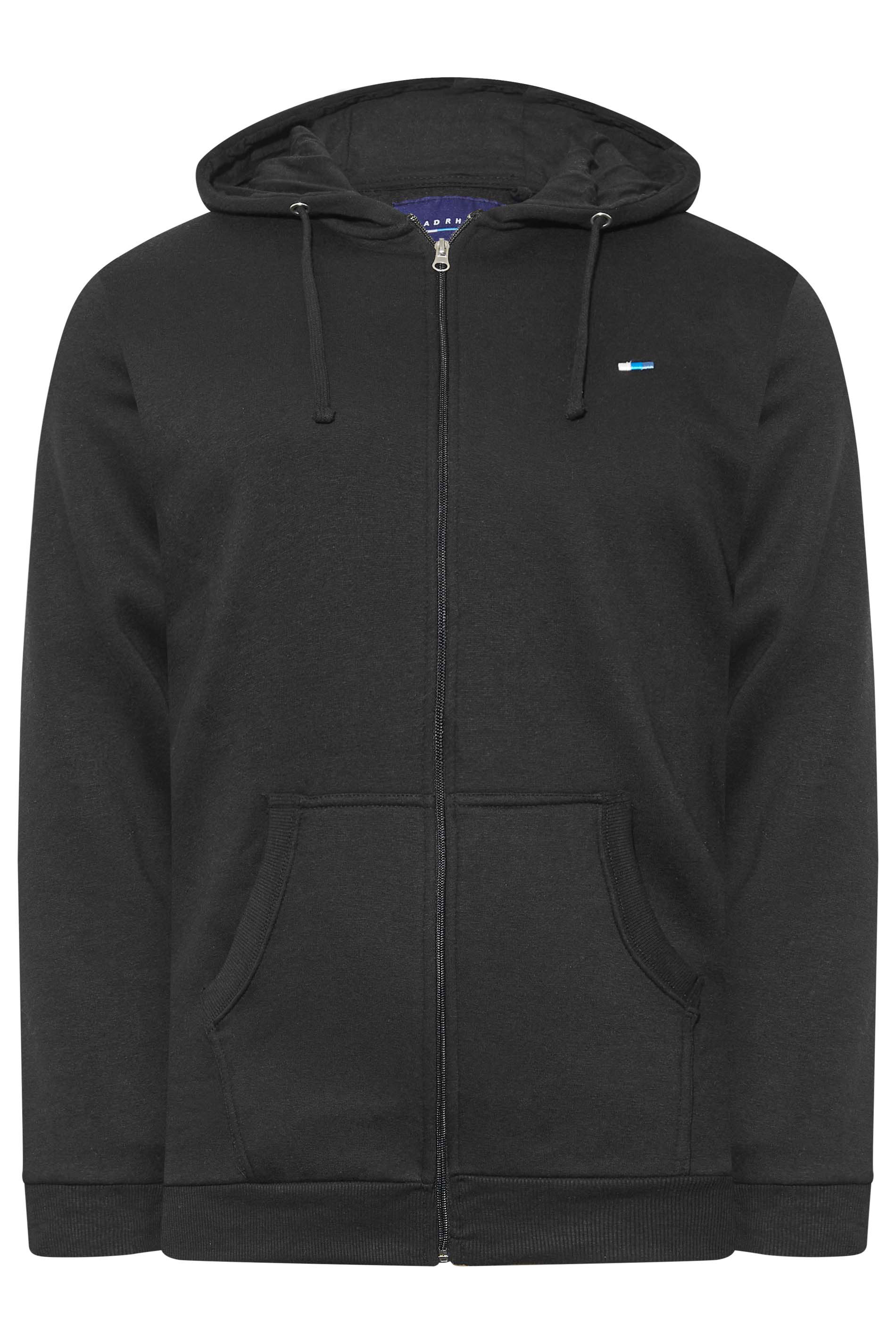 BadRhino Big & Tall 2 PACK Black Zip Through Essential Hoodie | BadRhino 8