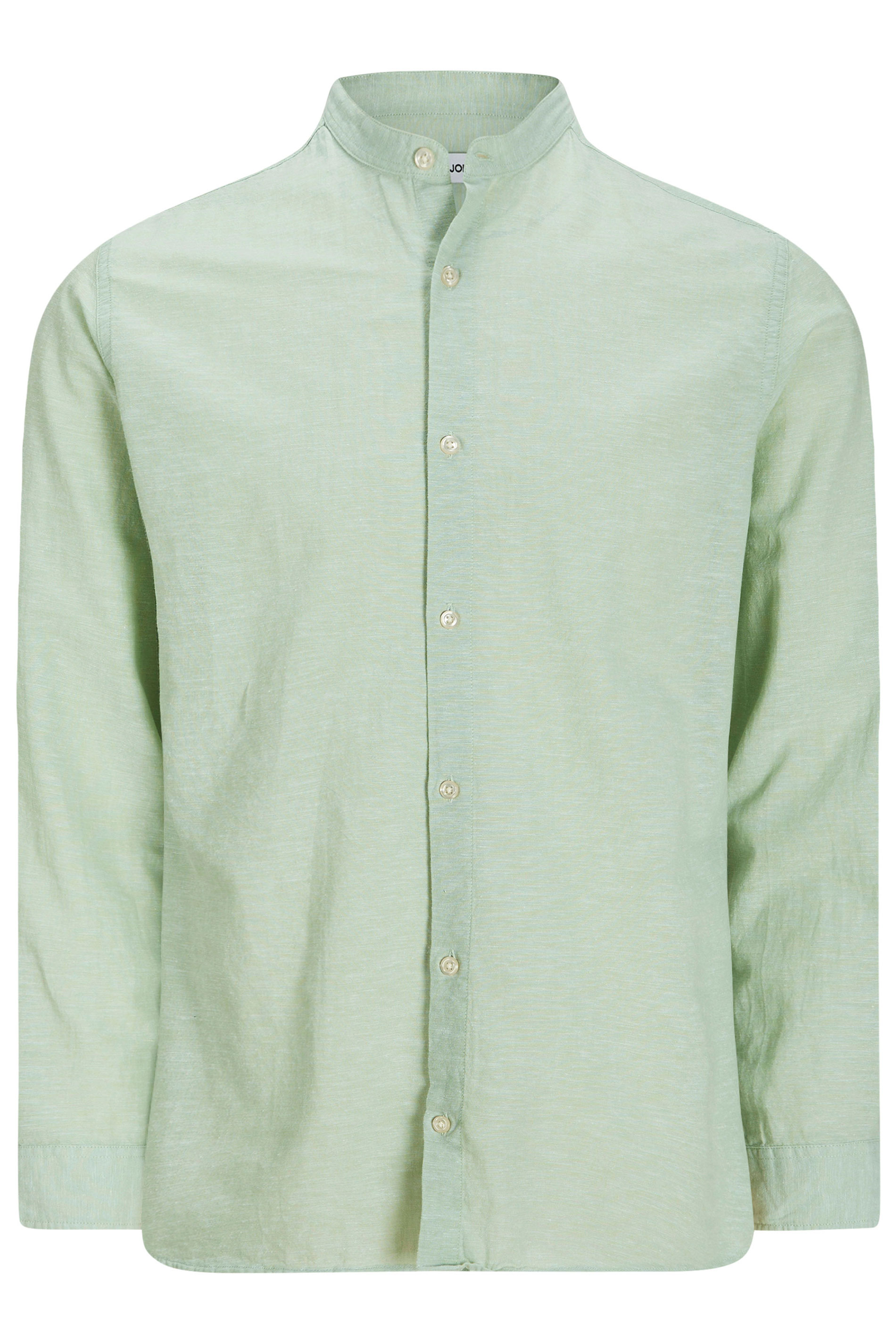 JACK & JONES Big & Tall Sage Green Long Sleeve Linen Shirt | BadRhino 2