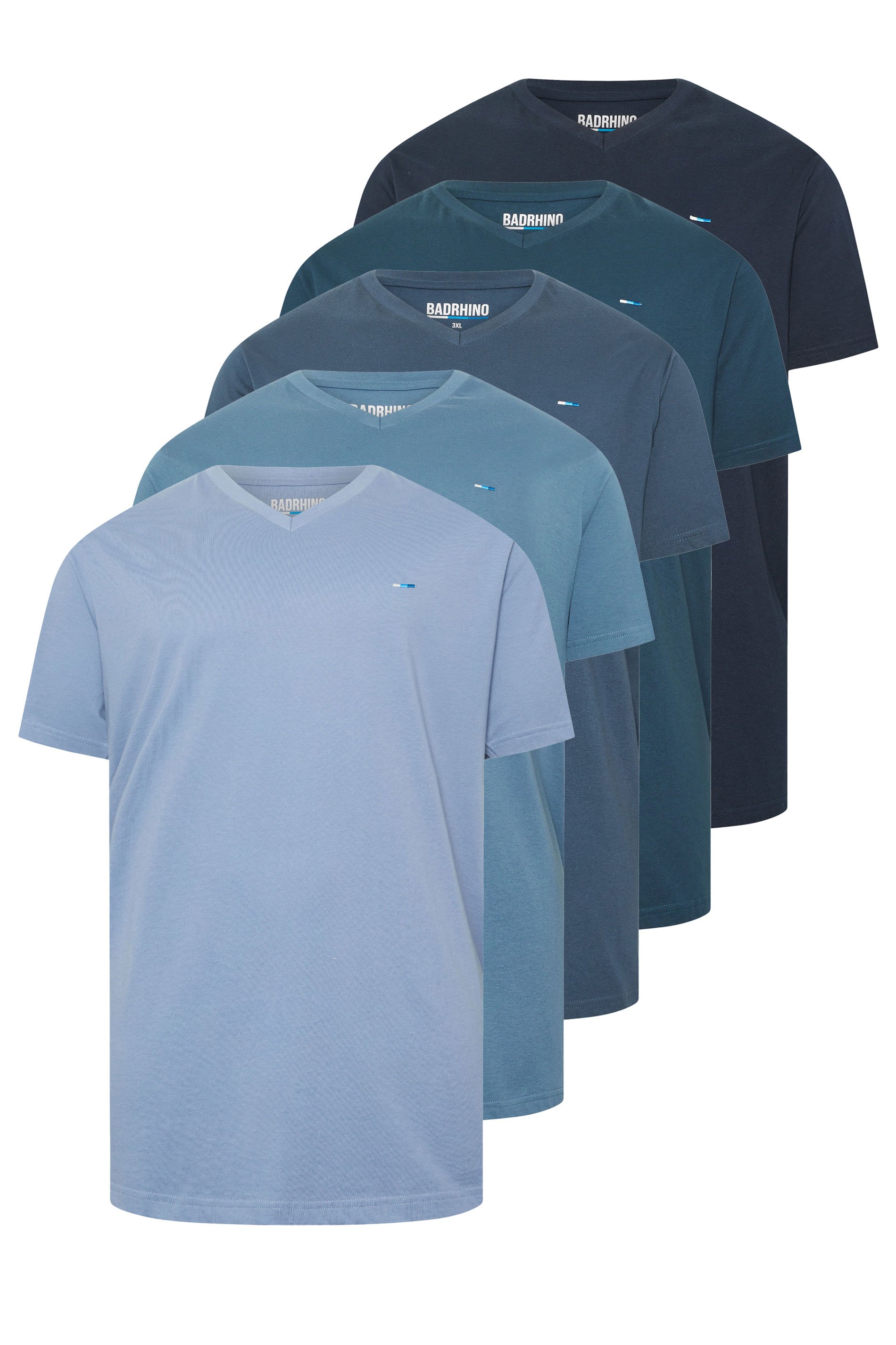 BadRhino Big & Tall Navy Blue 5 Pack V-Neck T-Shirts | BadRhino 1