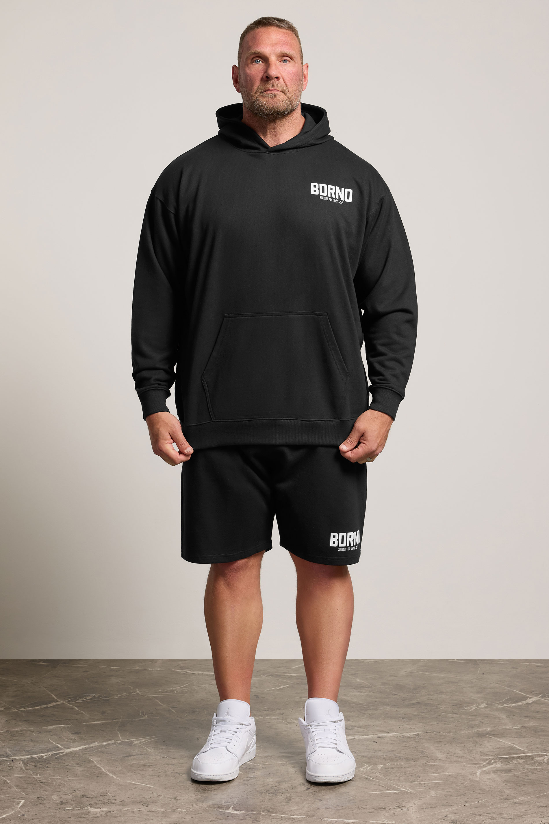 BDRNO Premium Big & Tall Black Logo Jogger Shorts | BadRhino 1
