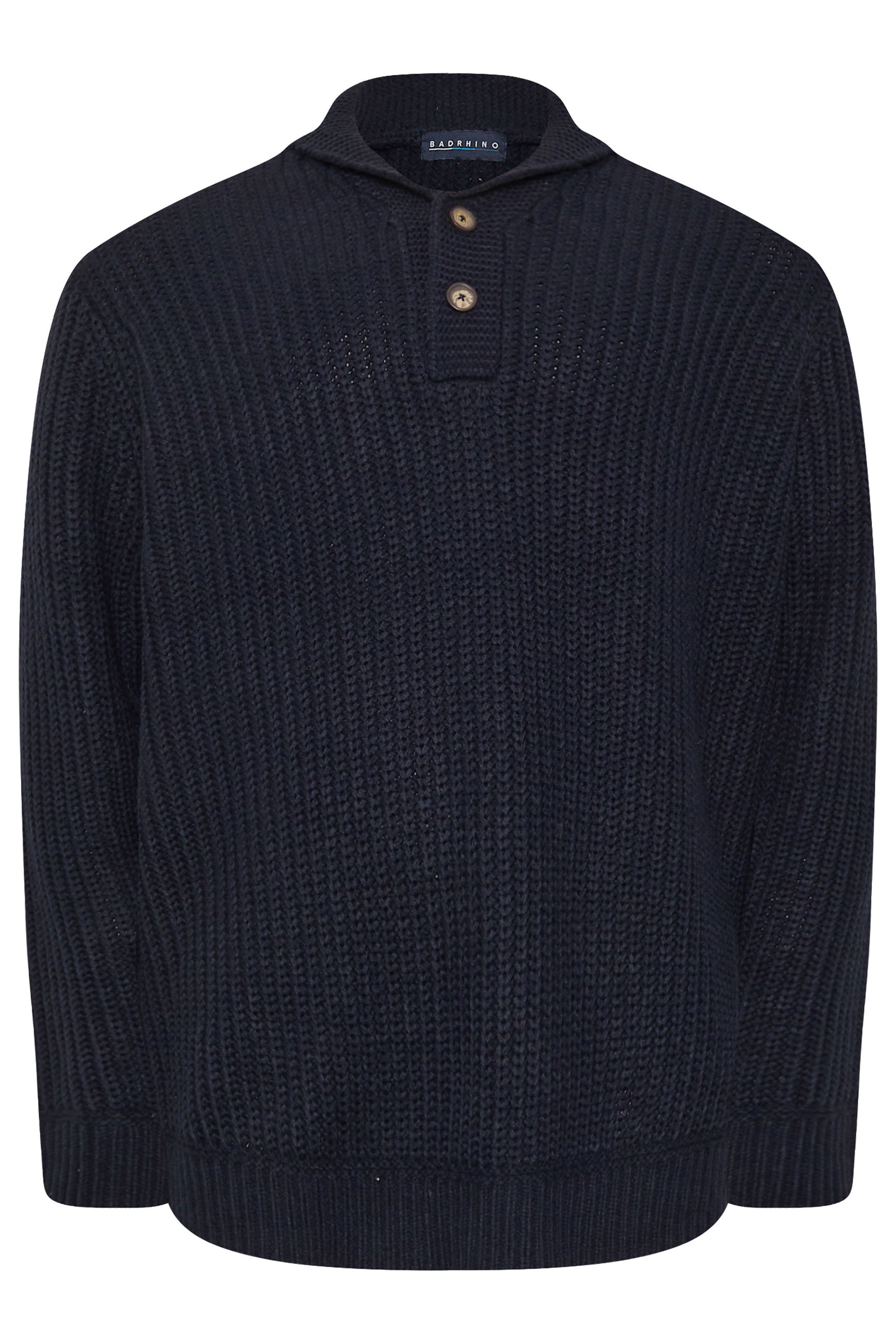 BadRhino Big & Tall Navy Blue Shawl Jumper | BadRhino 4