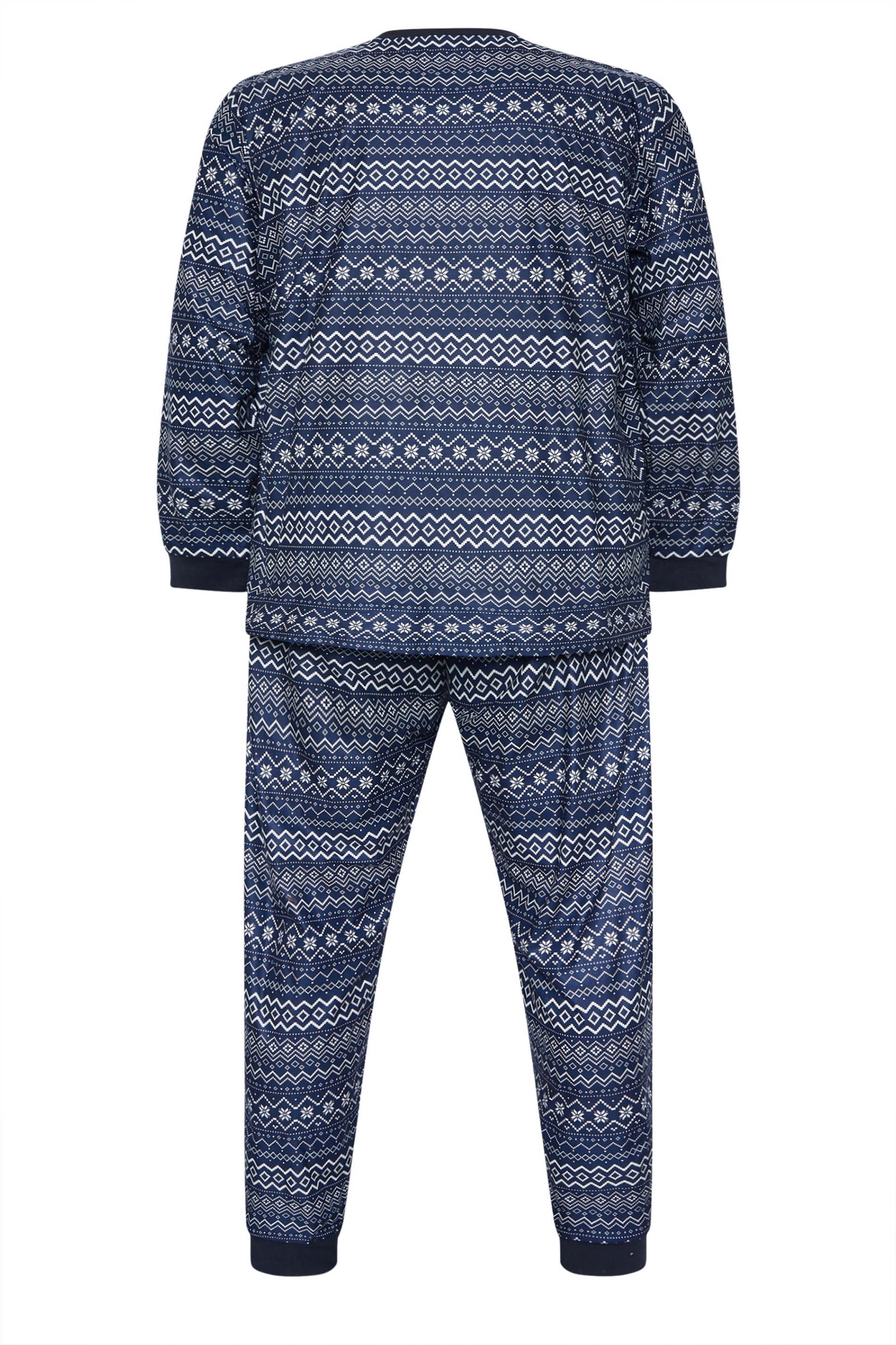 BadRhino Big & Tall Navy Blue Fairisle Pyjama Set | BadRhino 3