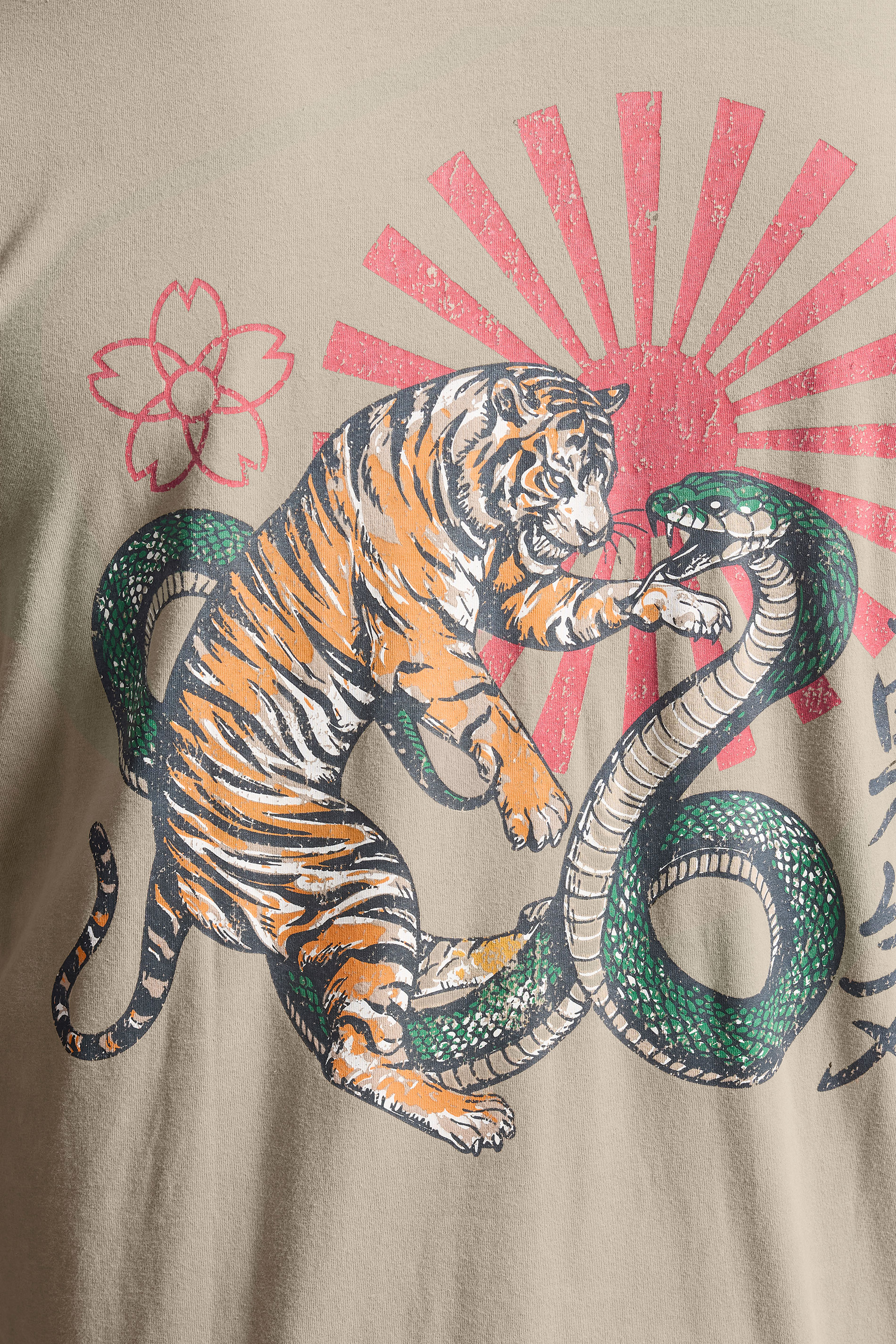 BadRhino Big & Tall Stone Brown Acid Wash Tiger Graphic T-Shirt | BadRhino 4