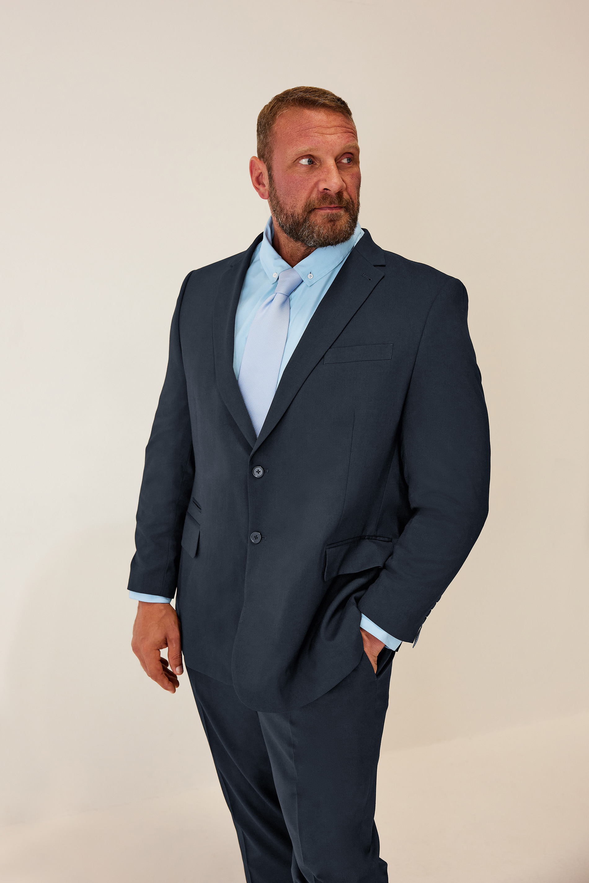 BadRhino Big & Tall Navy Blue Plain Suit Jacket | BadRhino 1