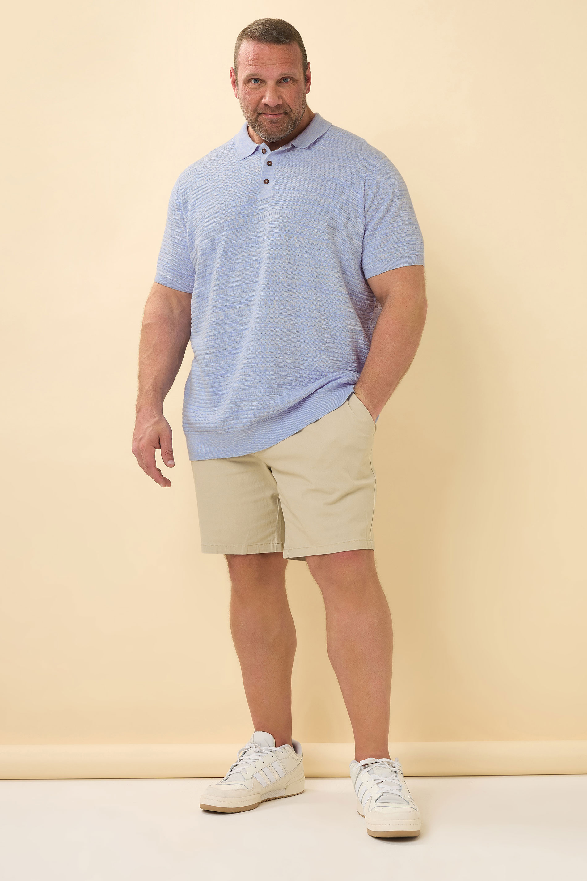 BadRhino Big & Tall Light Blue Knitted Polo Shirt | BadRhino 2
