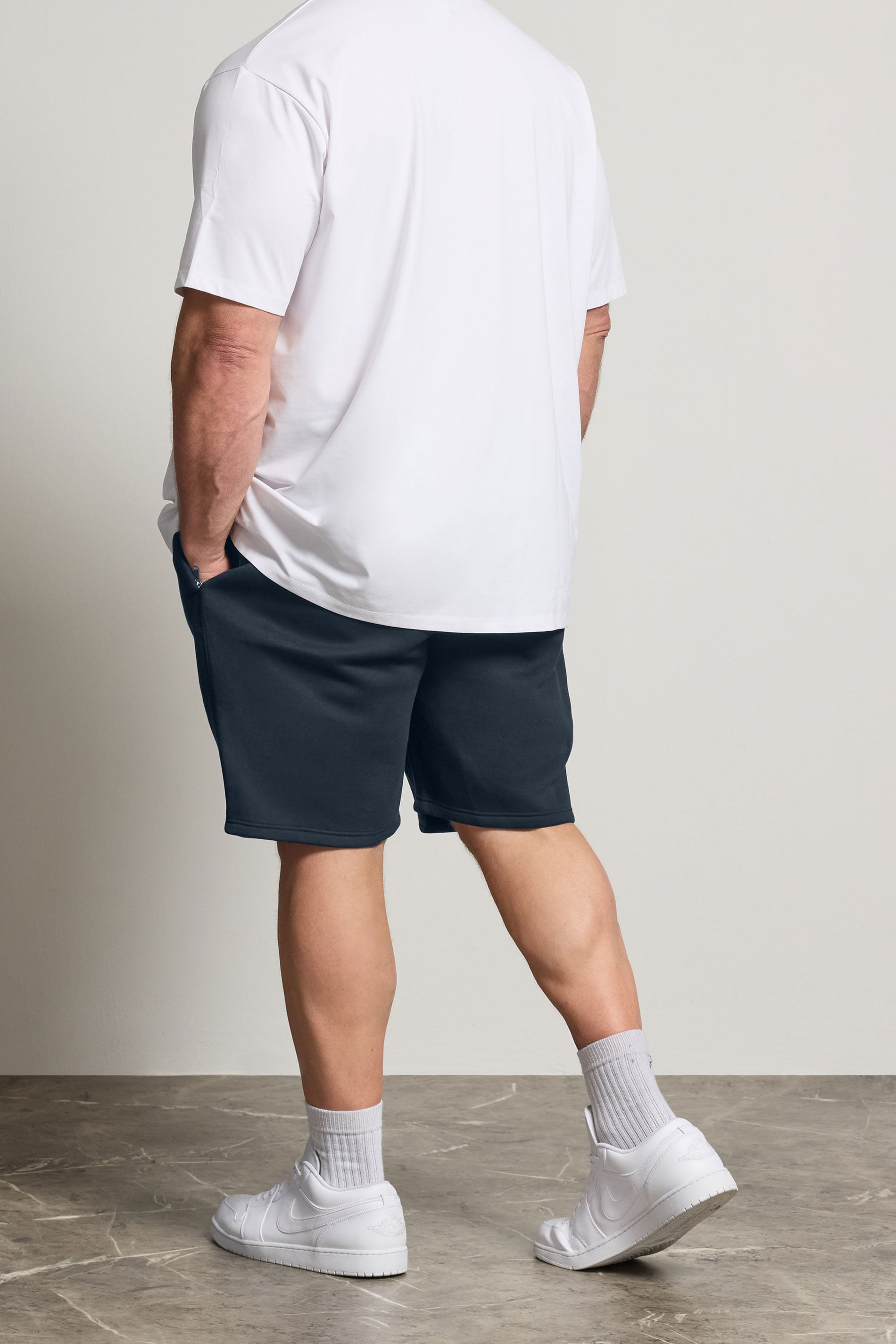 BadRhino Big & Tall Navy Blue Zip Pocket Jogger Shorts | BadRhino 4