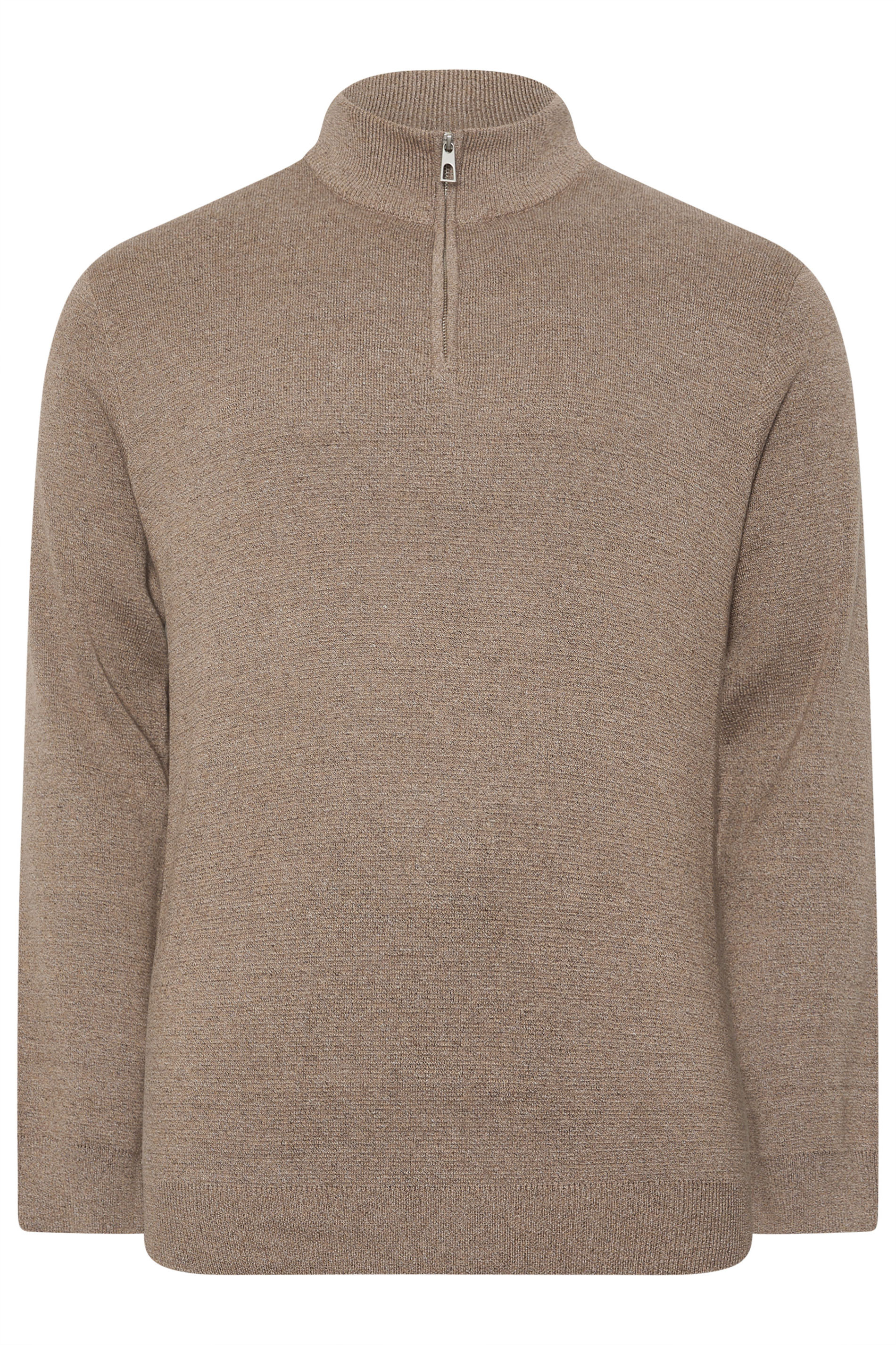 BadRhino Big & Tall Natural Brown Milano Quarter Zip Jumper | BadRhino 3