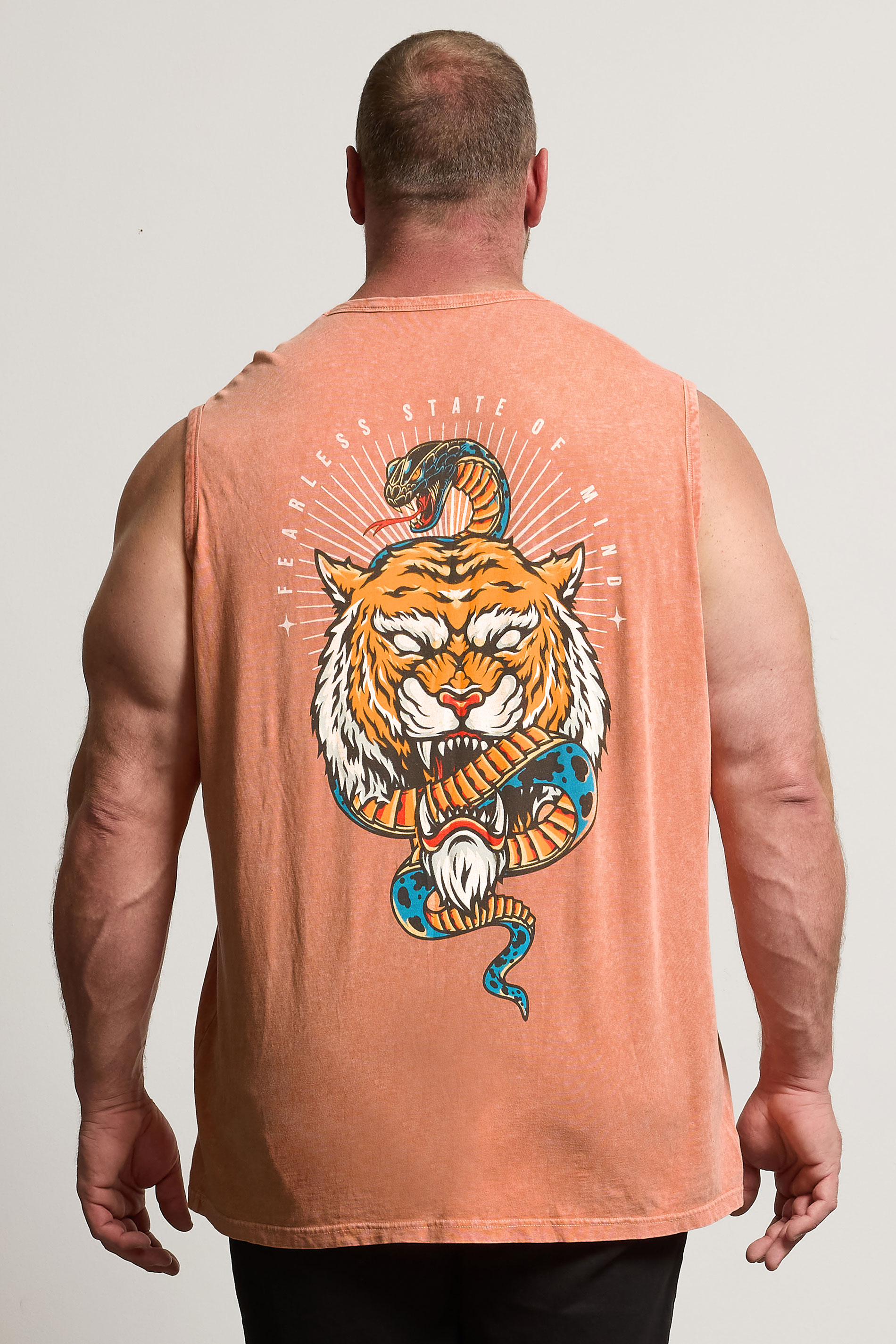 BadRhino Big & Tall Orange Acid Wash Tiger Vest | BadRhino 4