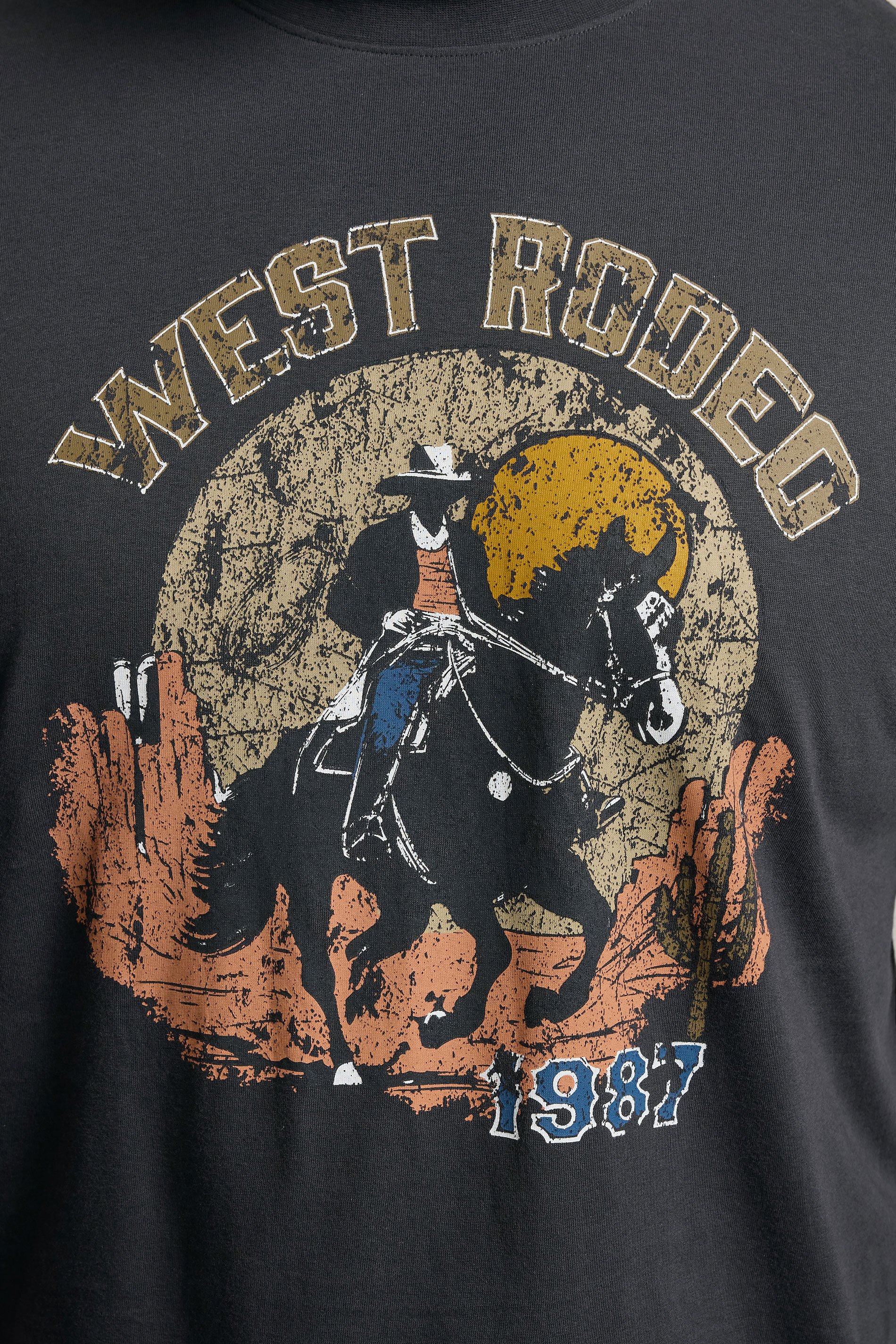 BadRhino Big & Tall Ebony Grey 'West Rodeo' Graphic T-Shirt | BadRhino 4